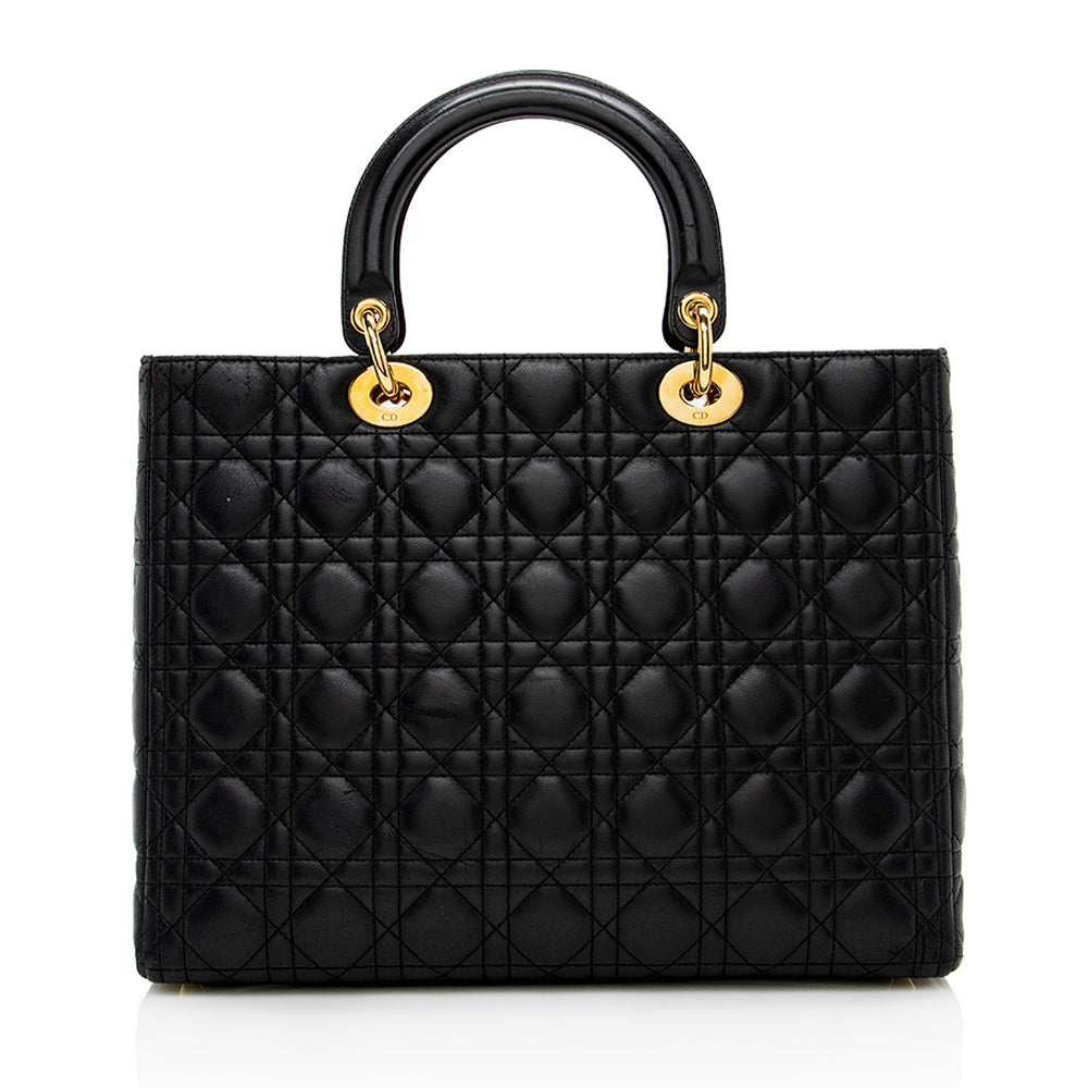 Dior  Lambskin Lady Dior Large Tote (SHF-17064)