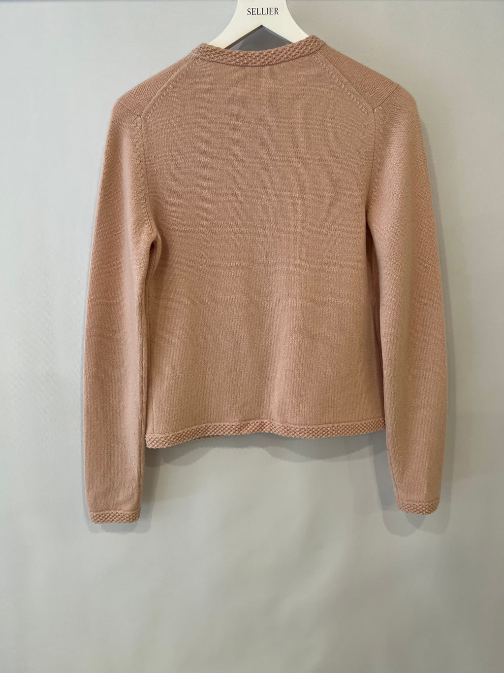 Chanel 05/S Vintage Pink Cashmere Cardigan with Floral Crystals Size FR 38 (UK 10)