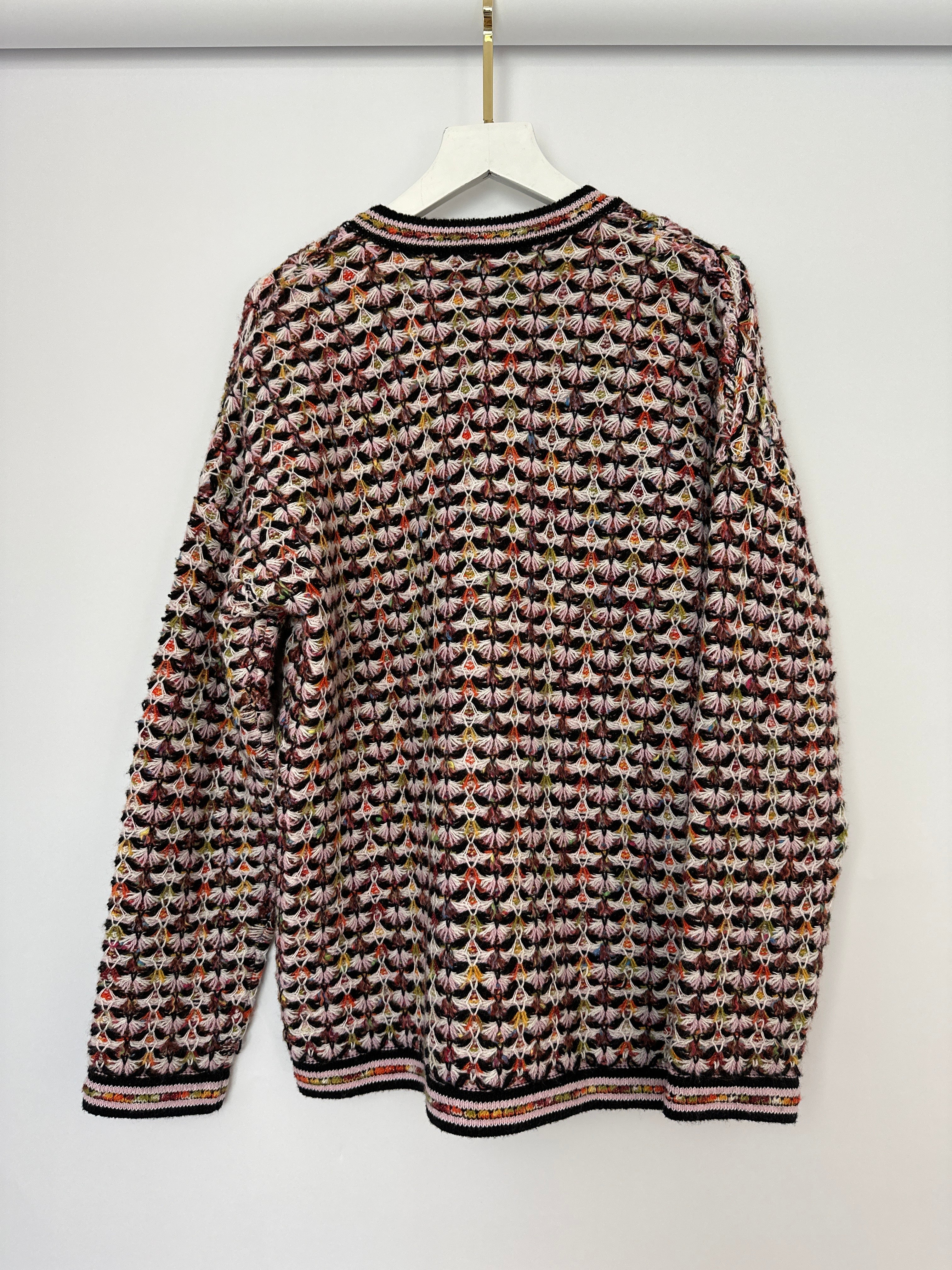 Chanel Multi-Colour Long Sleeve Cashmere Blend Knit Cardigan with Silver CC Logo Buttons Size FR 36 (UK 8)