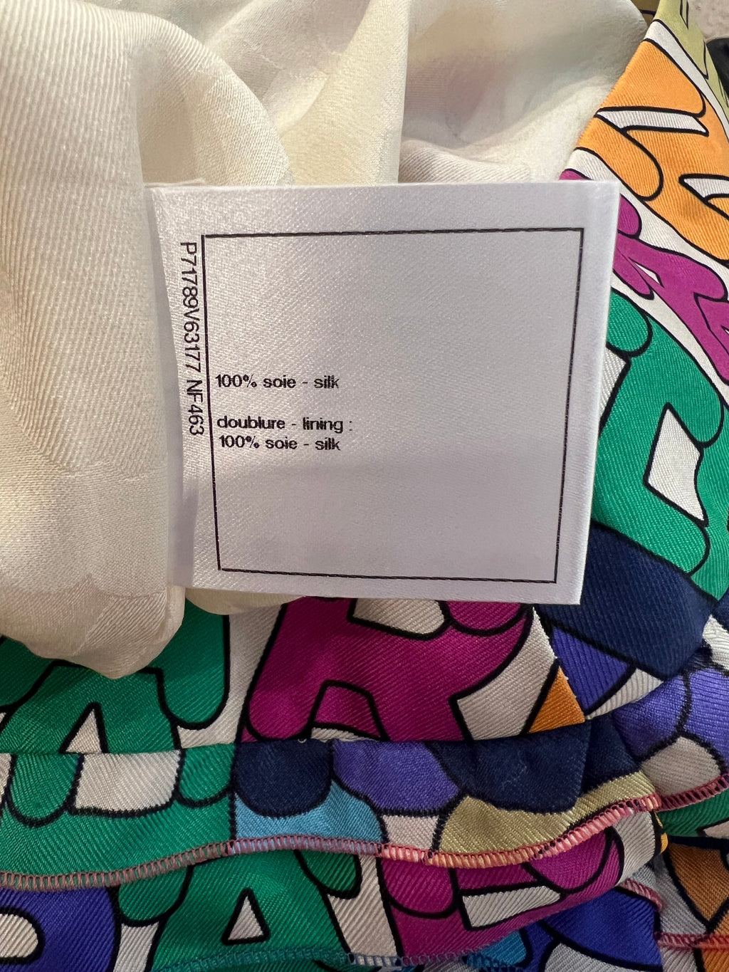 Chanel Fall 2021 Multi-Colour Silk Ruffled Mini Skirt with Logo Print Size FR 36 (UK 8)