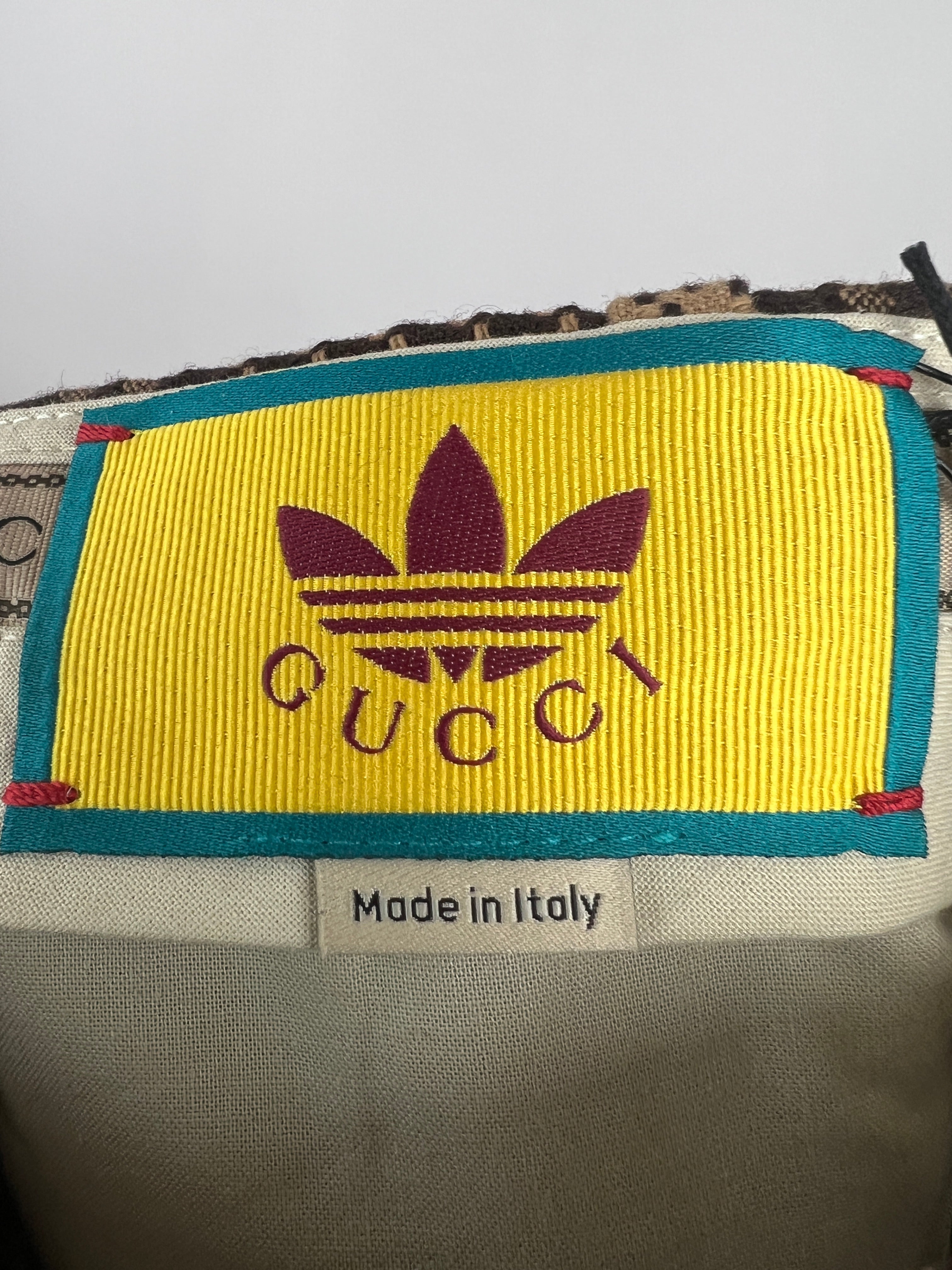 Gucci X Adidas Brown Check Wool Trousers with White Stripe Side Detail Size IT 42 (UK 10)