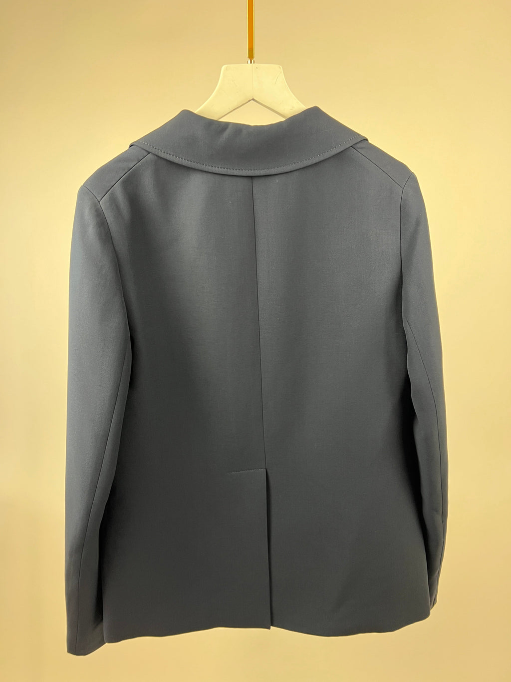 Gucci Navy Single-Breasted Blazer Jacket with Red NY Patch and Logo Button Detail Size IT 40 (UK 8)