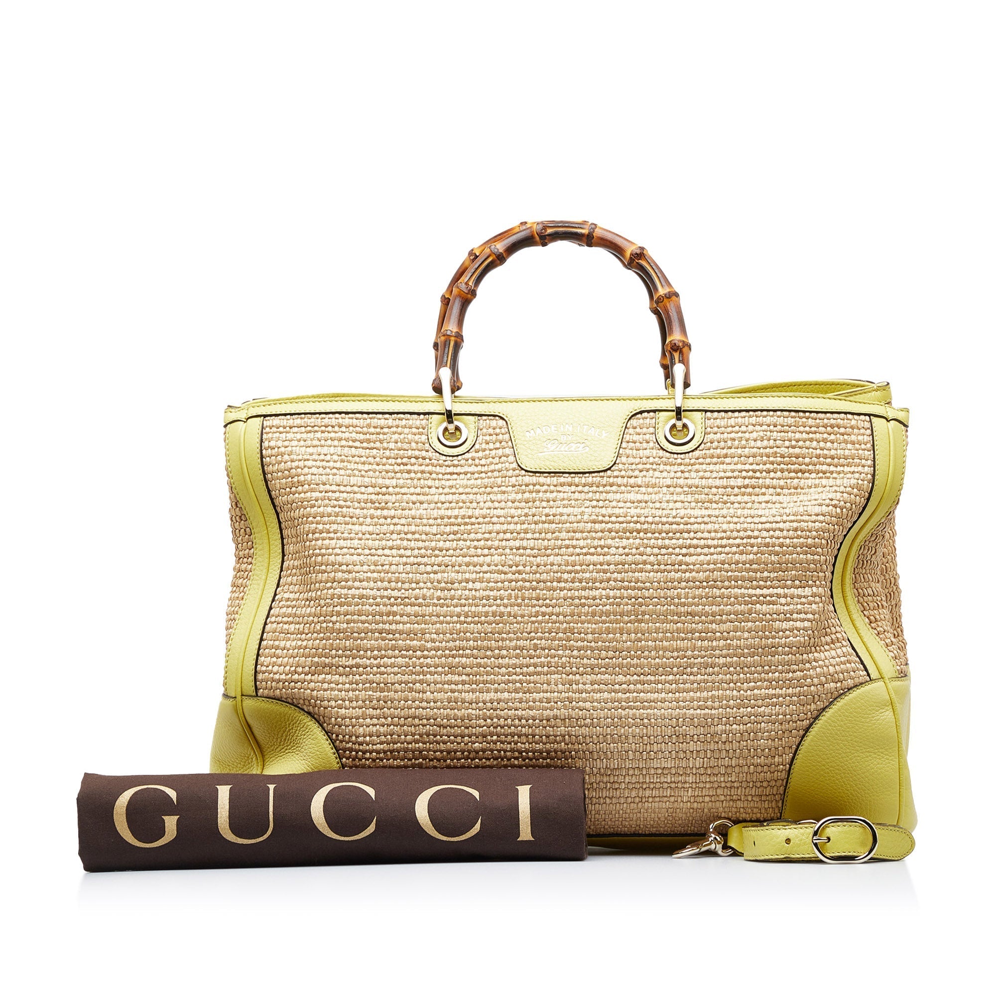 GUCCI Large Bamboo Raffia Satchel