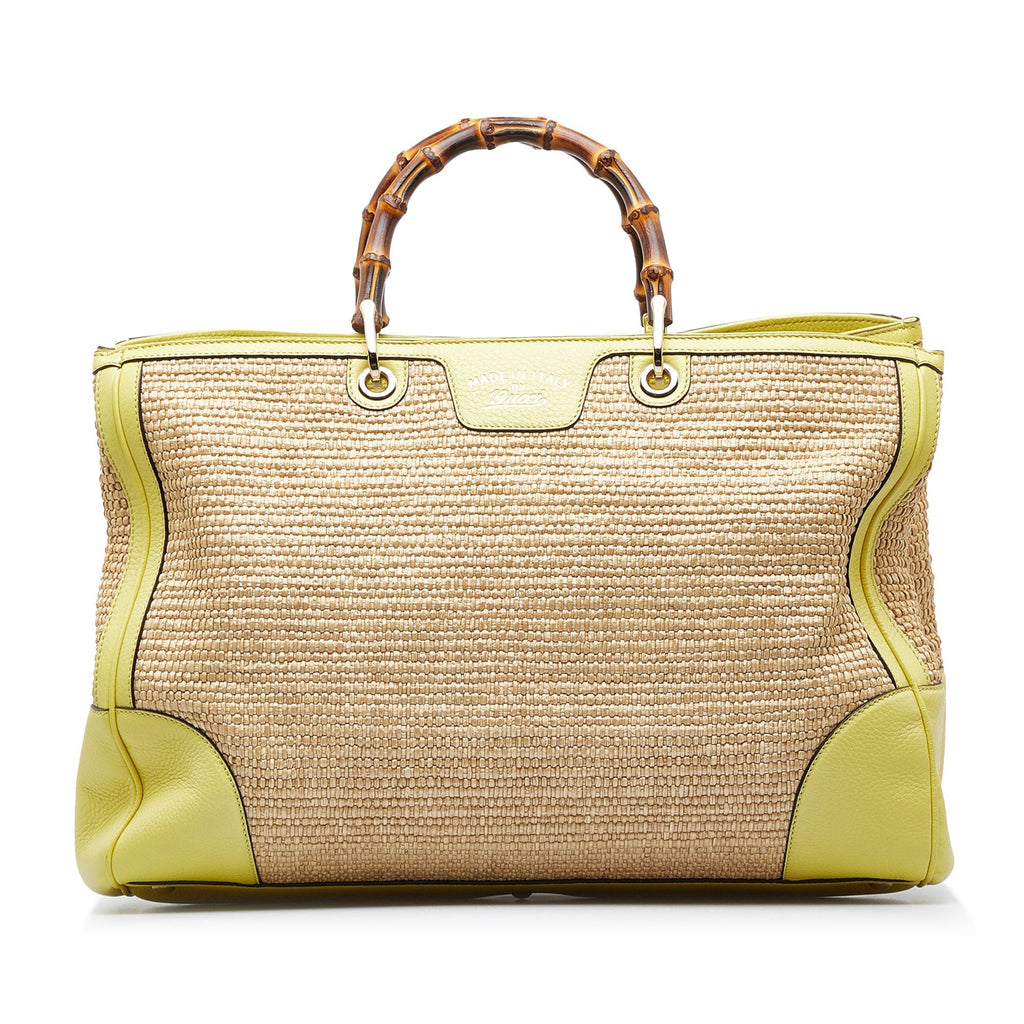 GUCCI Large Bamboo Raffia Satchel