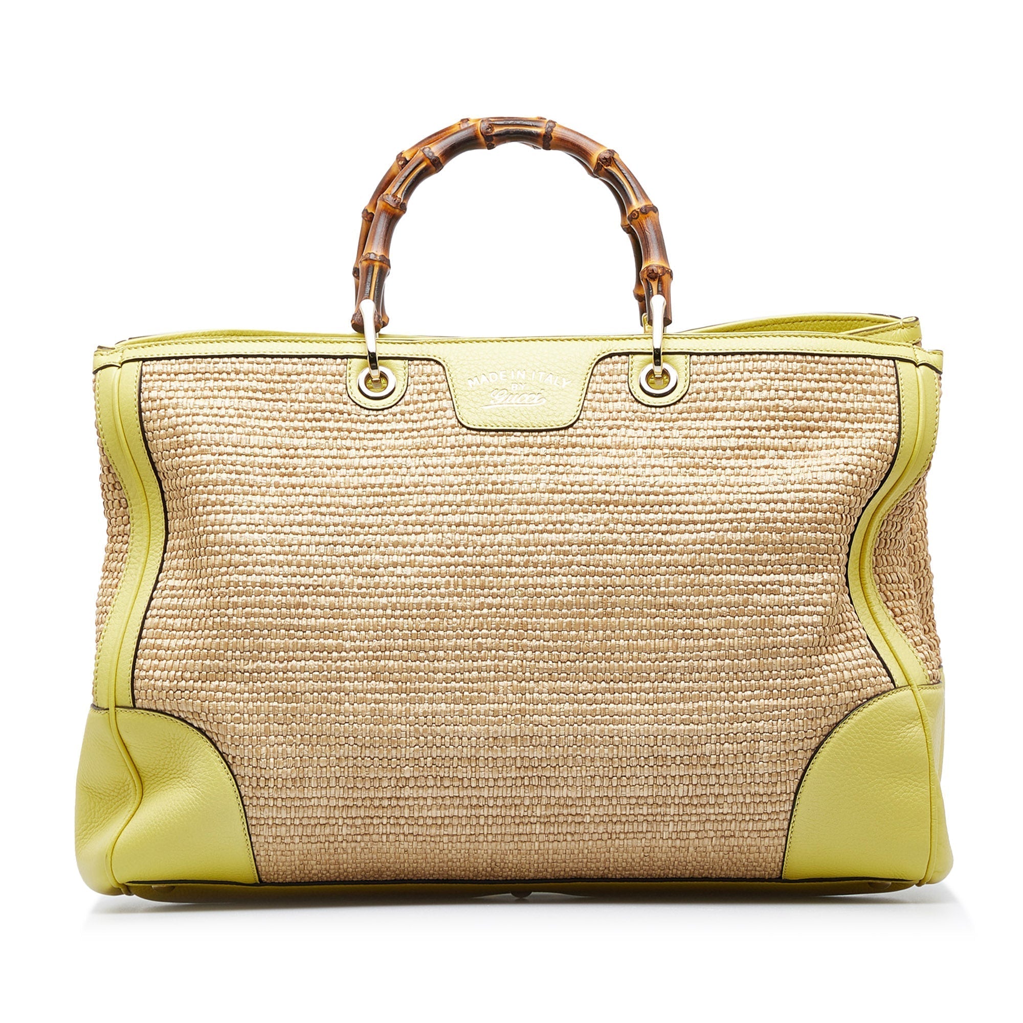 GUCCI Large Bamboo Raffia Satchel