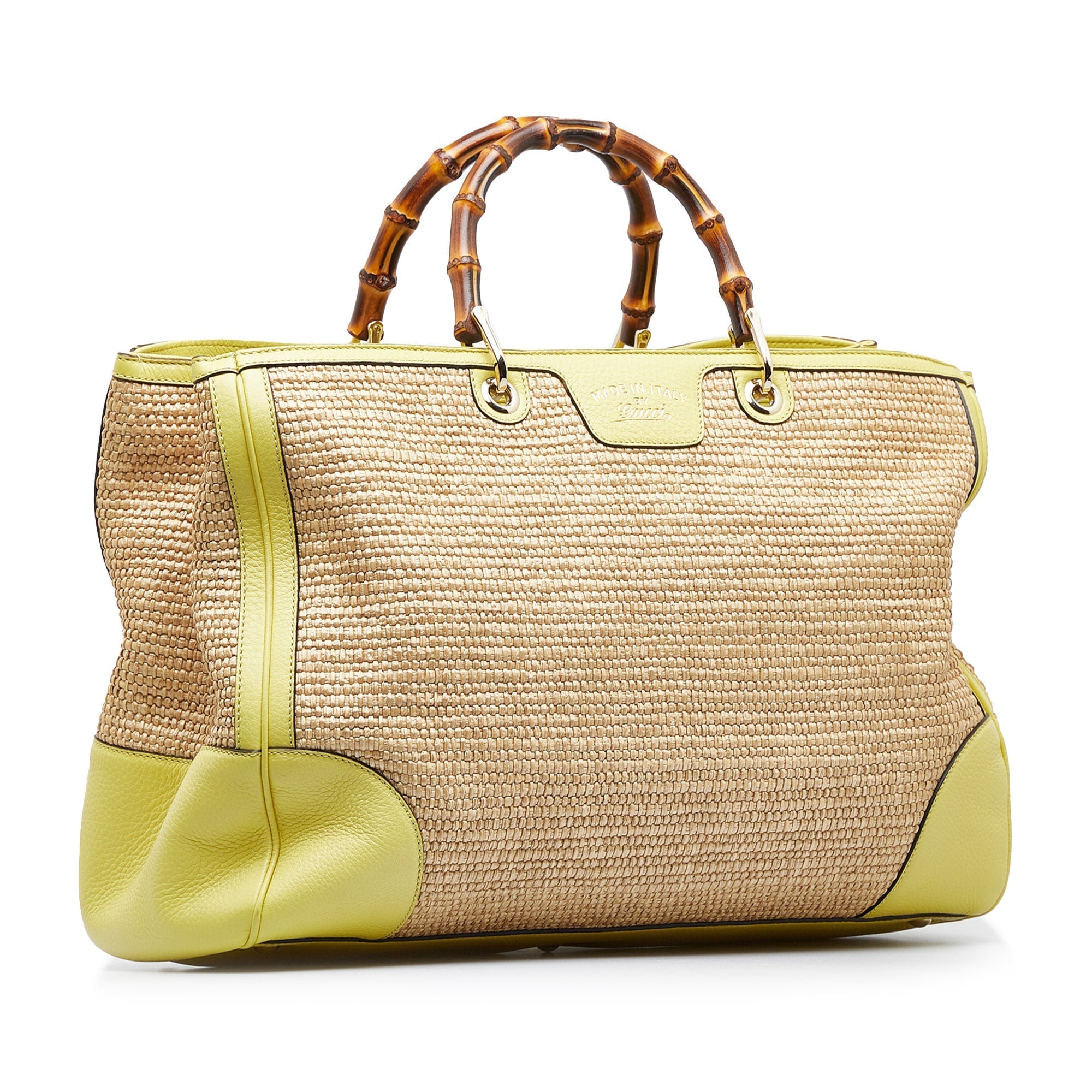 GUCCI Large Bamboo Raffia Satchel
