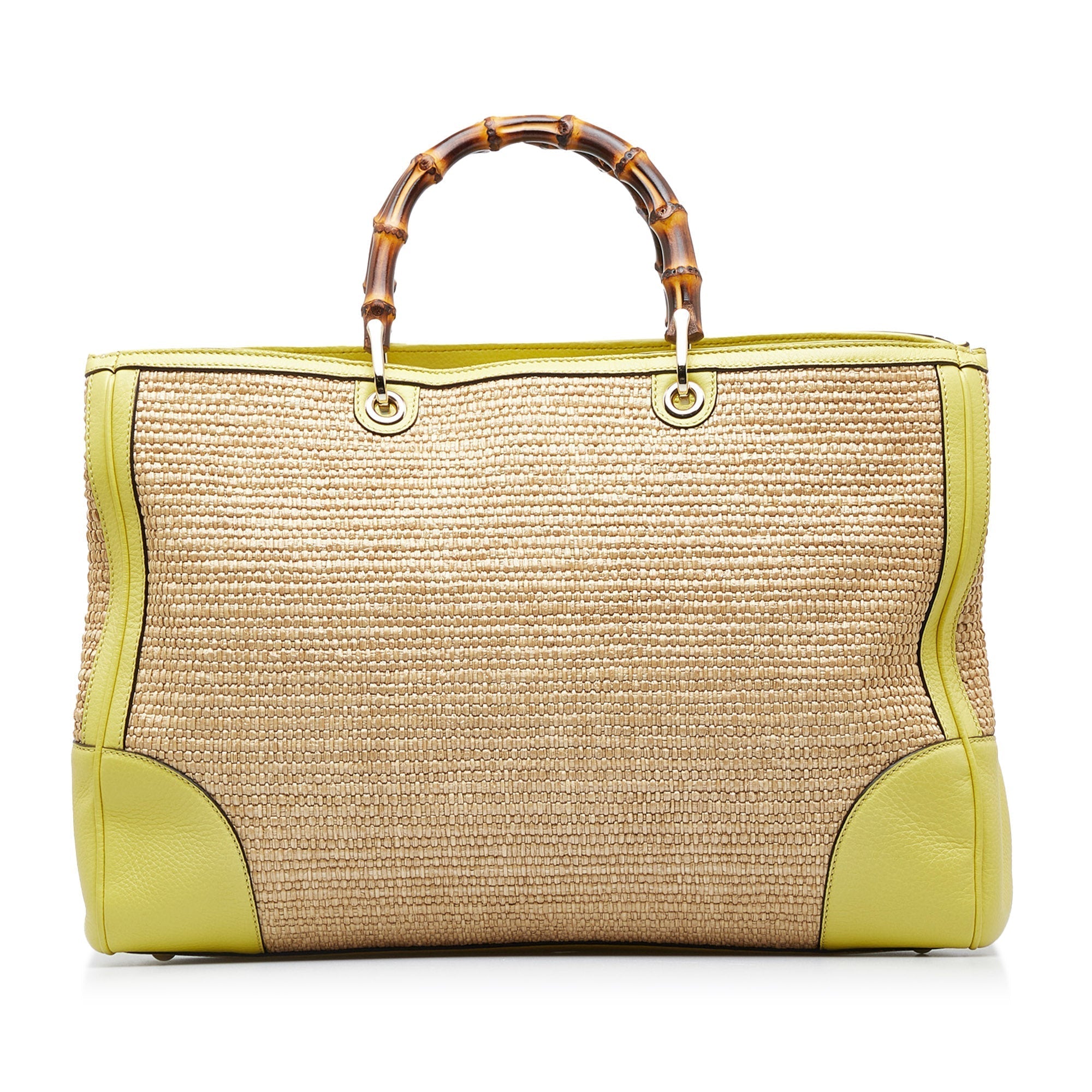 GUCCI Large Bamboo Raffia Satchel