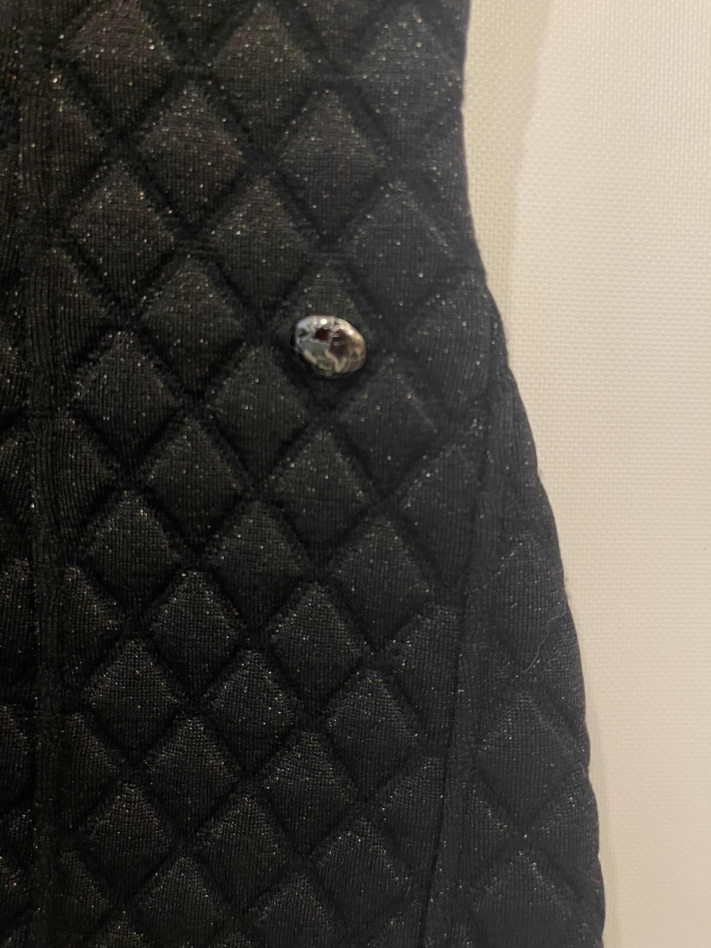 Chanel Black Padded Shimmery Short Sleeve Bodycon Mini Dress with CC Logo Detail Size FR 40 (UK 12)