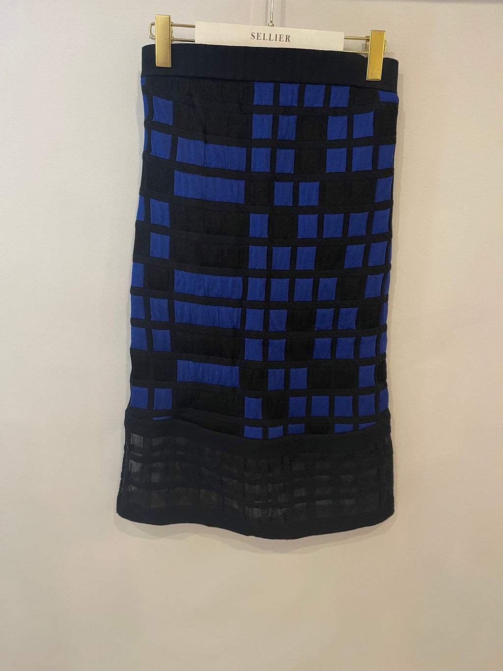 Chanel Spring 2013 Black and Electric Blue Checked Bandeau Dress Size FR 36 (UK 8)