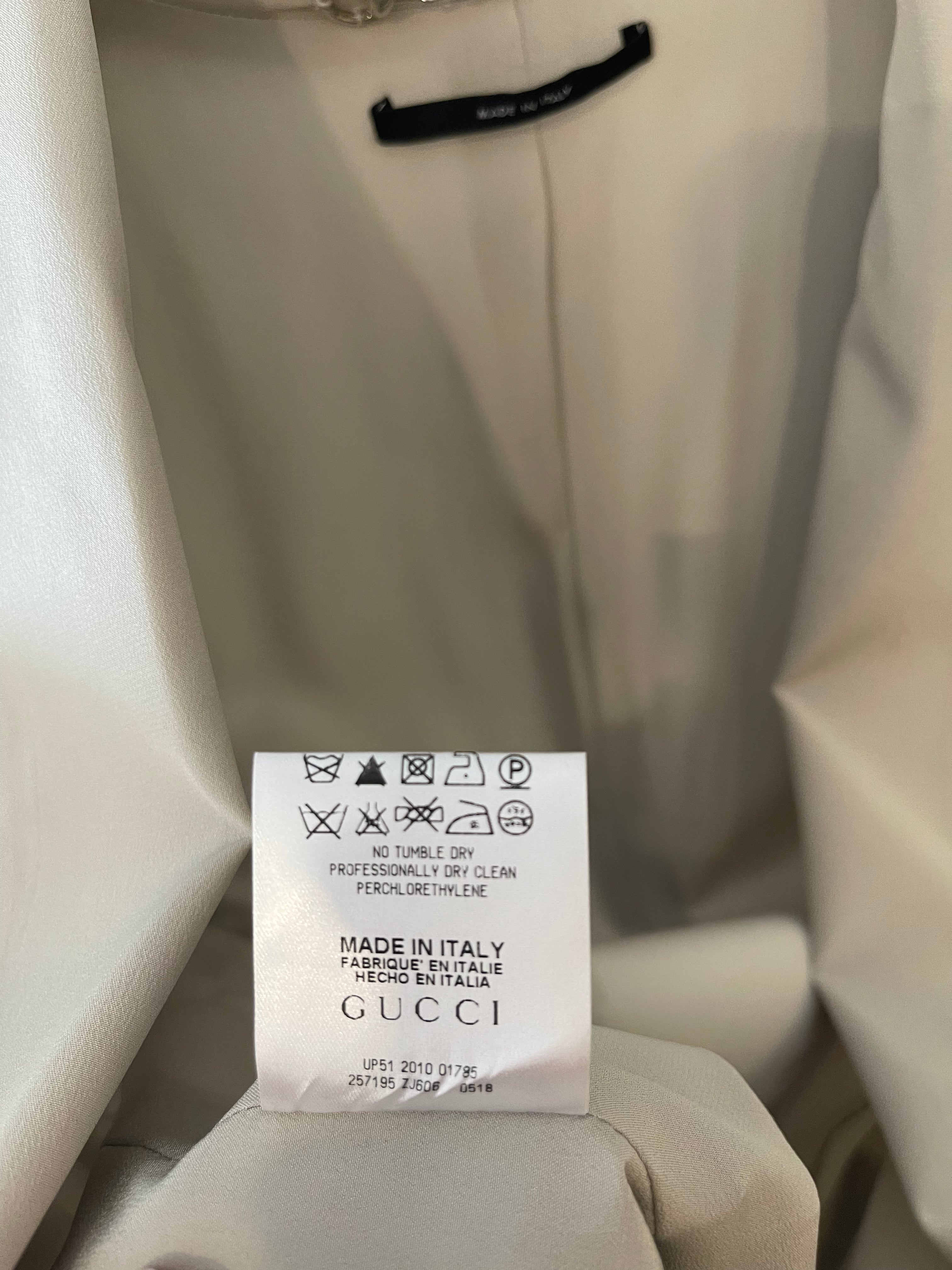 Gucci Light Grey Silk Long Blazer Jacket Size IT 38 (UK 6)