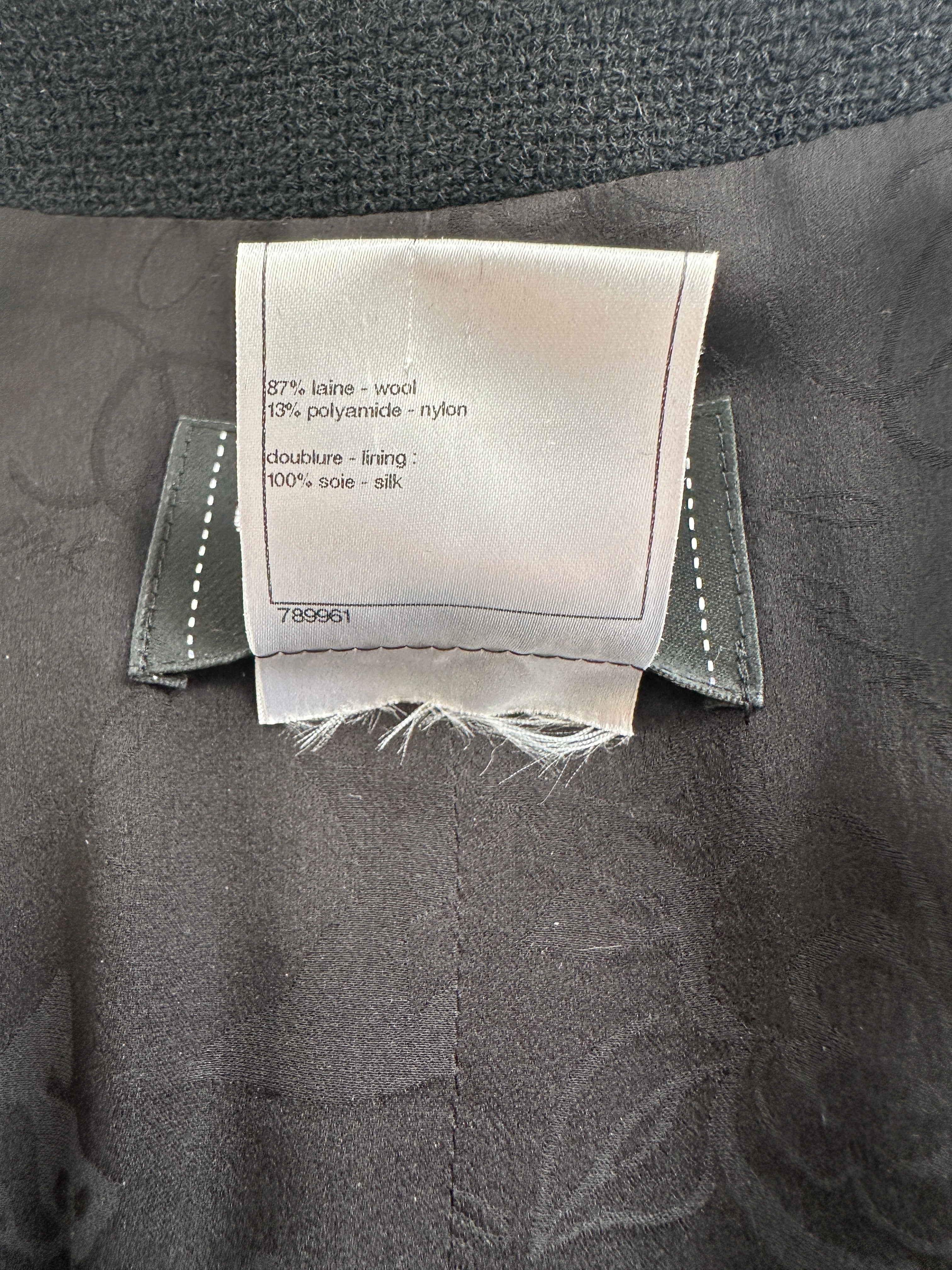 Chanel 09A Black Wool Short Dress with Crystal CC Buttons & CC Belt Details Size FR 34 (UK 6) RRP £3120