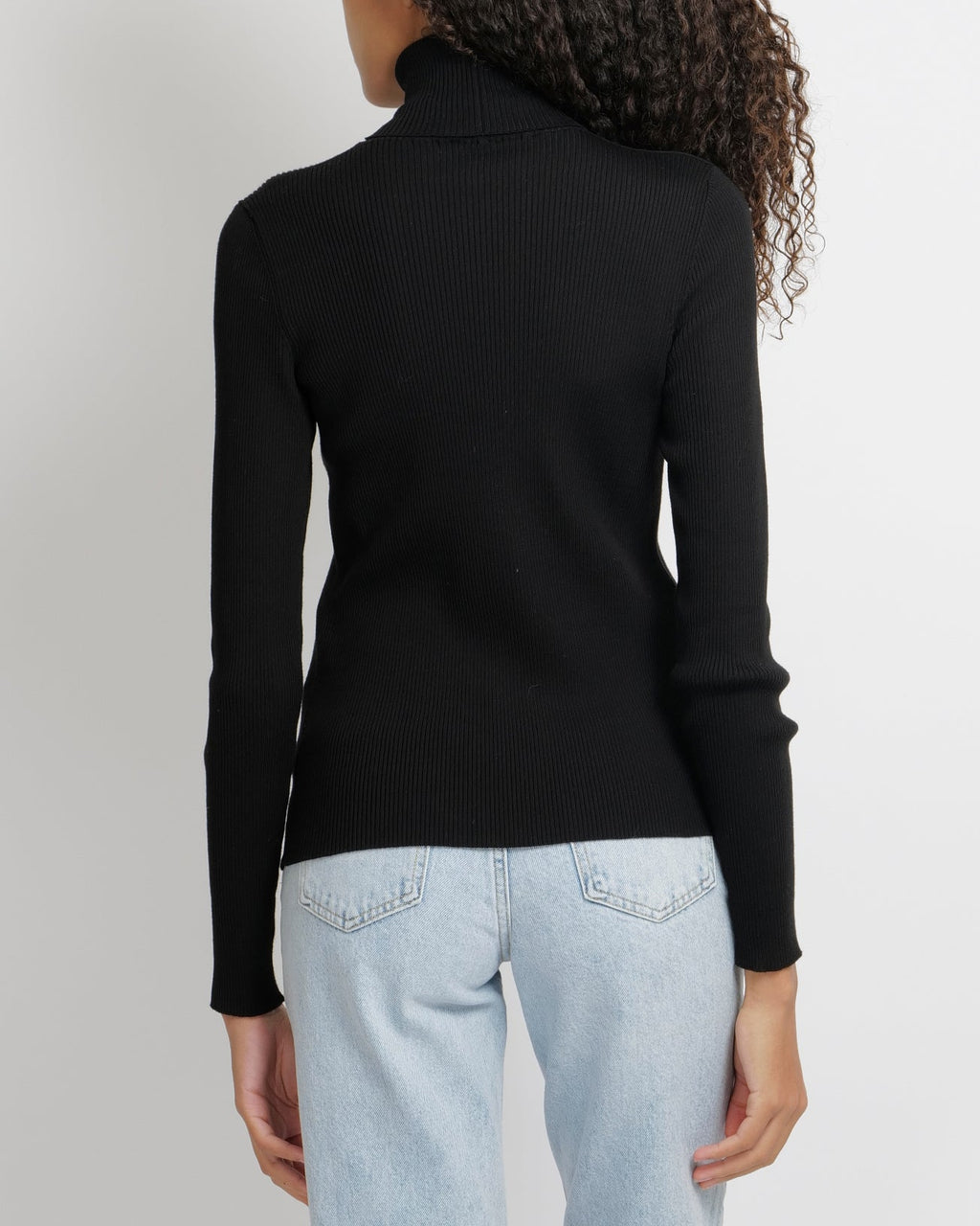Chanel Black Wool Ribbed High-Neck Jumper with CC Logo Embroidery and Champagne Gold CC Logo Button Detail Size FR 40 (UK 12)
