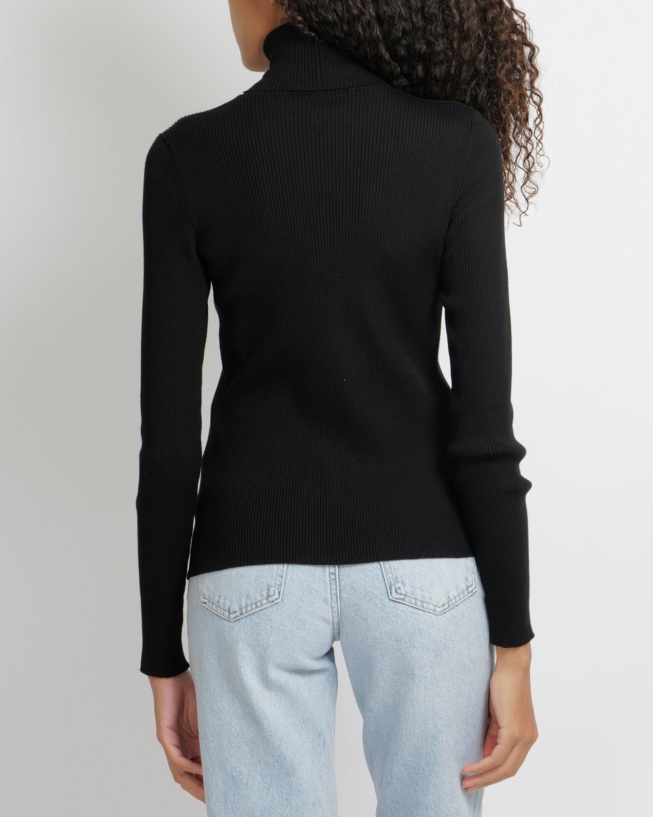 Chanel Black Wool Ribbed High-Neck Jumper with CC Logo Embroidery and Champagne Gold CC Logo Button Detail Size FR 40 (UK 12)