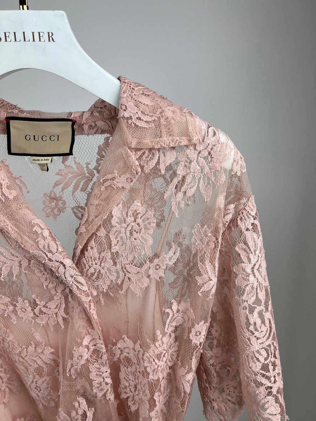Gucci Pink Lace Mini Dress with Belt Detail Size IT 36 (UK 8)