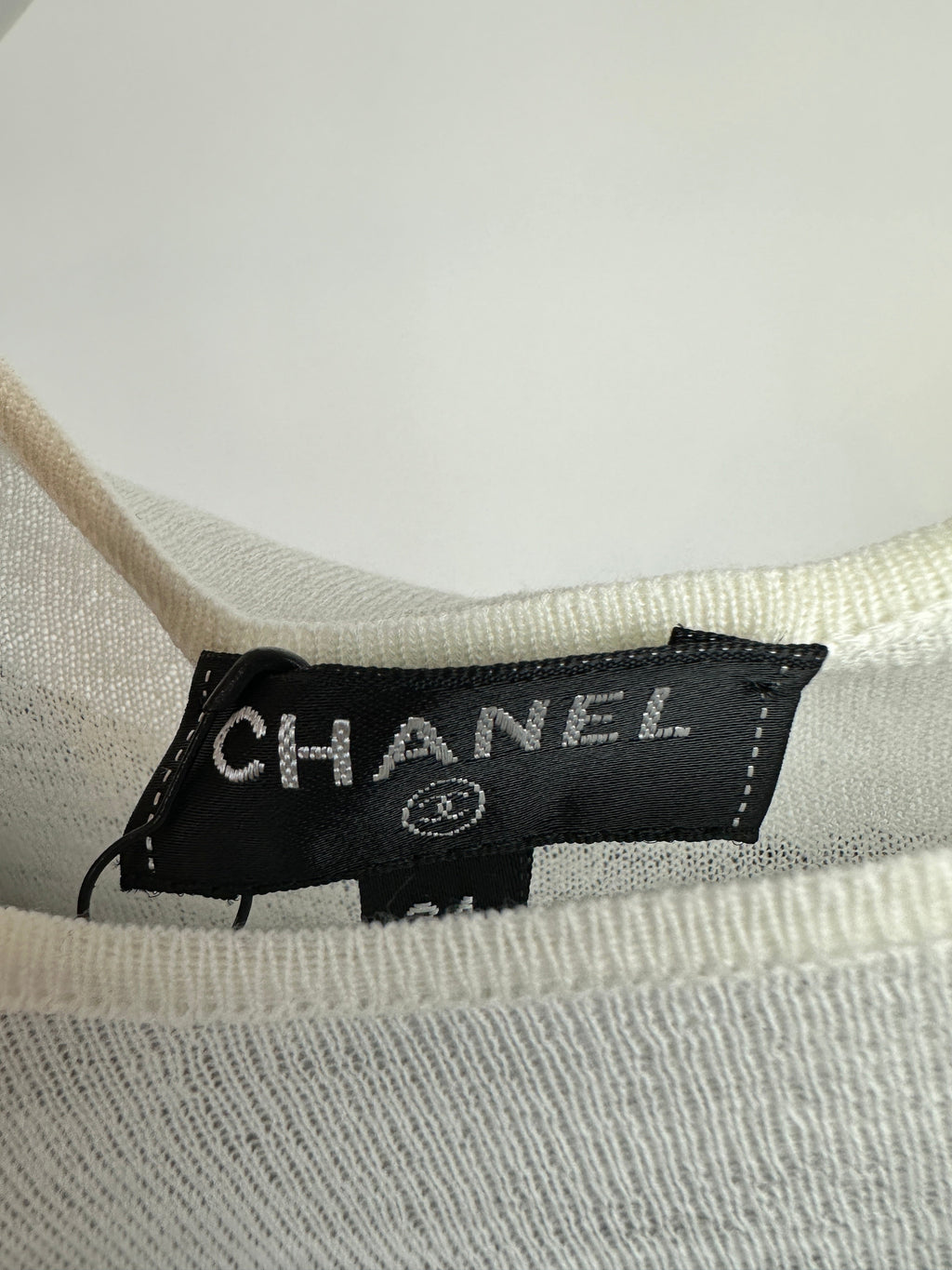 Chanel Black Crochet Short Sleeve Midi Dress with White Long-Sleeve Under-Layer Set Size FR 34 (UK 6)