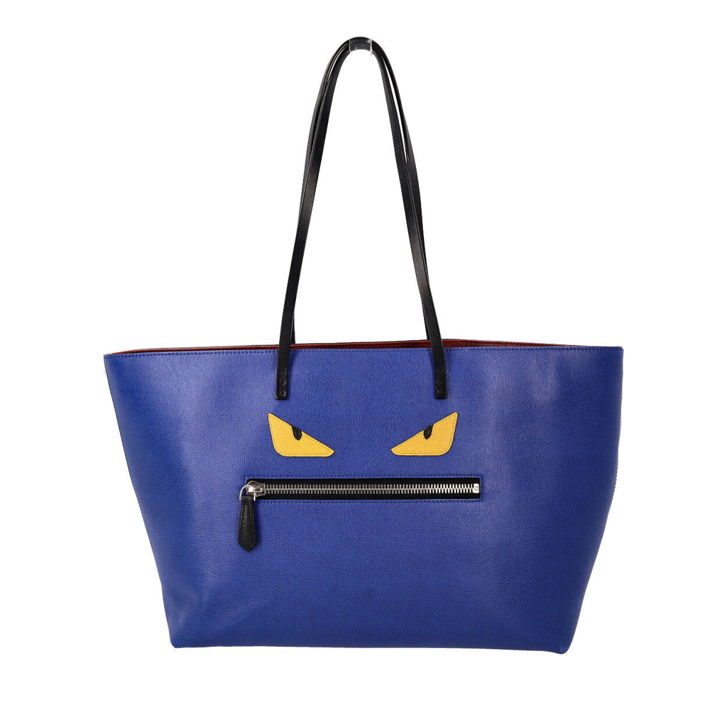 FENDI Leather Medium Monster Roll Tote Blue