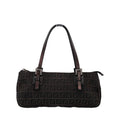FENDI Zucchino Baguette Toile Shoulder Bag Black