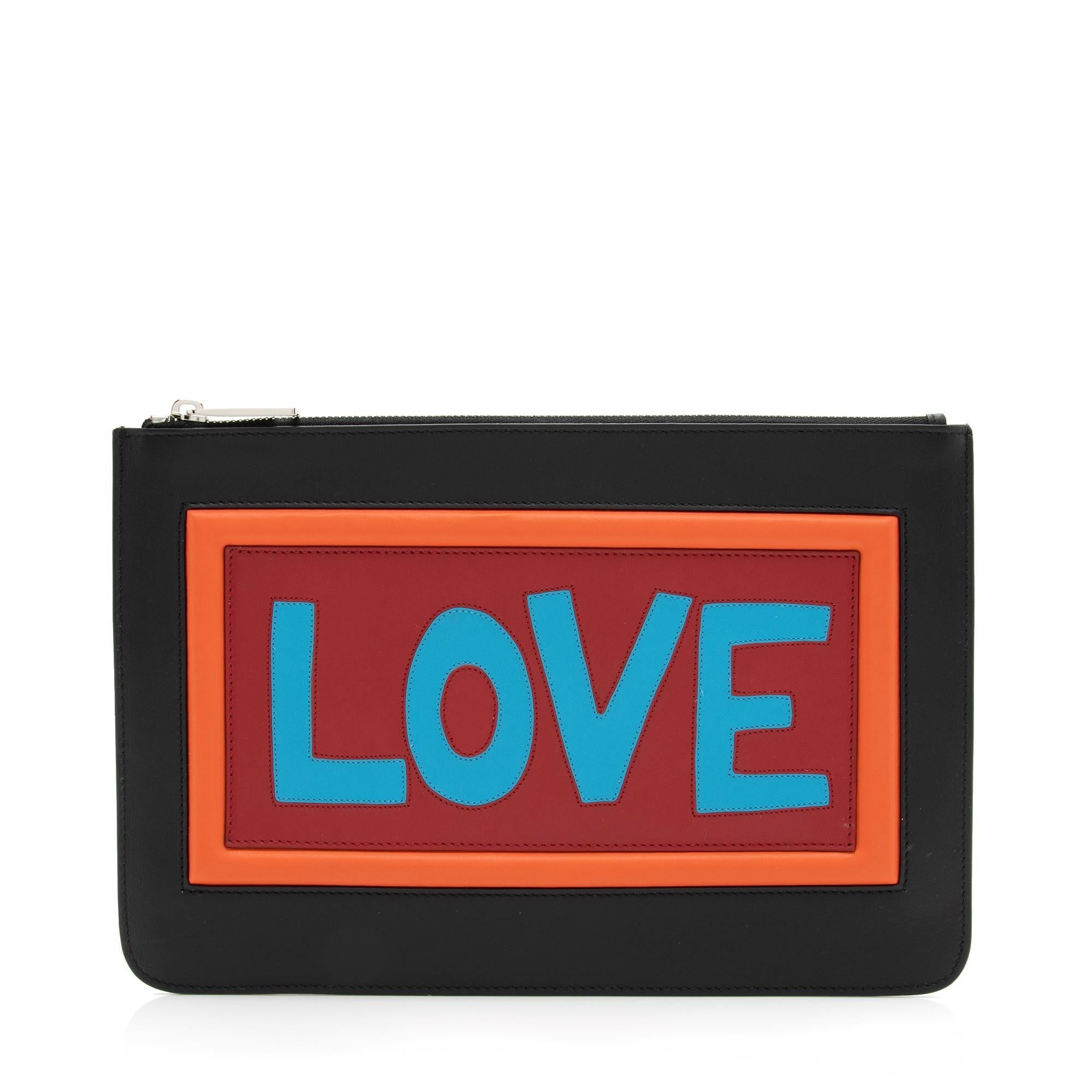 Fendi Calfskin Love Vocabulary Pouch (SHF-23921)