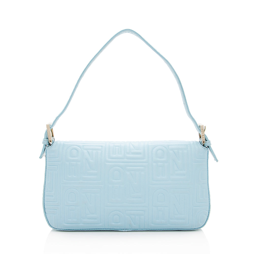 Fendi Embossed Nappa Leather Baguette Shoulder Bag (SHF-19361)