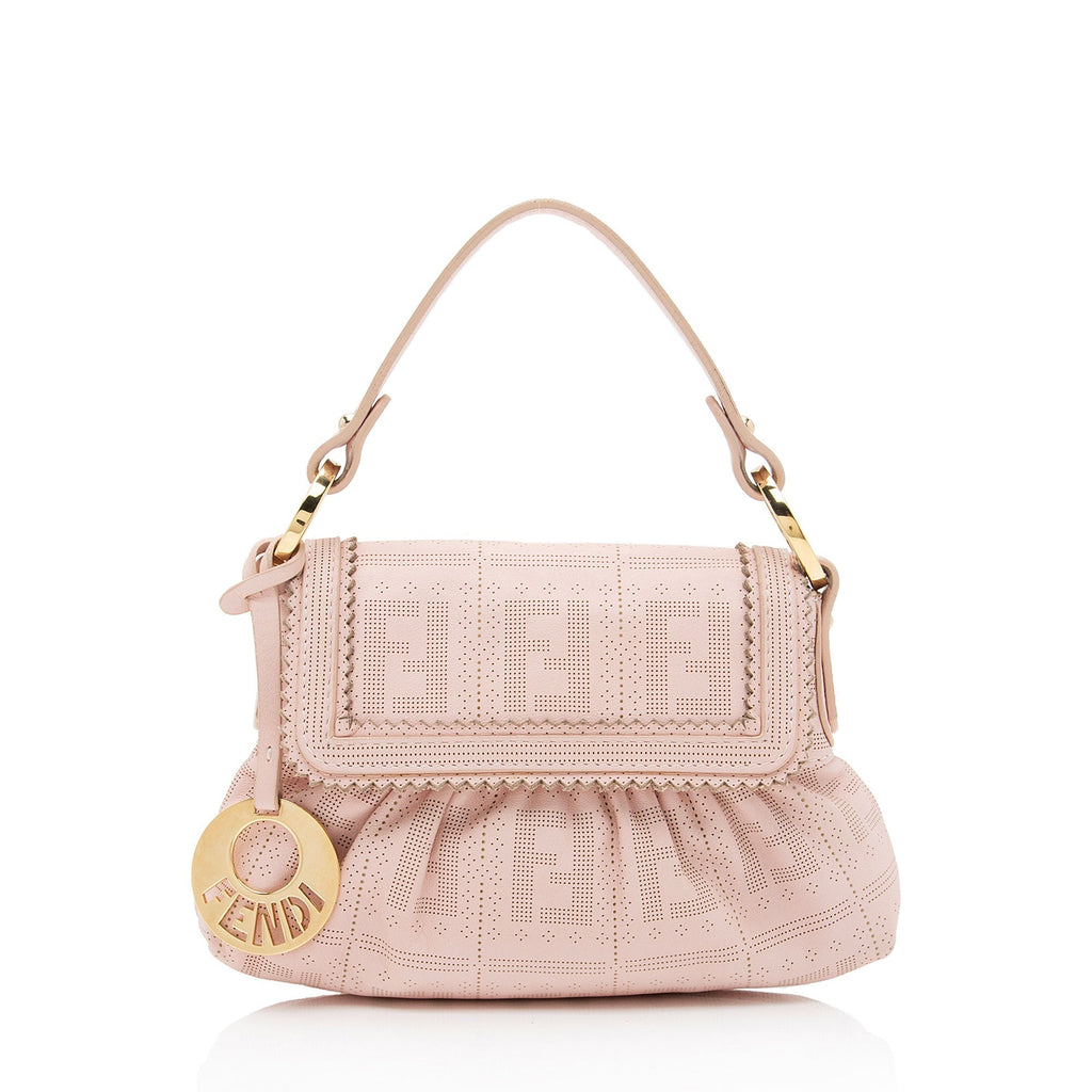 Fendi FF Perforated Leather Chef Mini Flap Bag (SHF-OTJSCU)