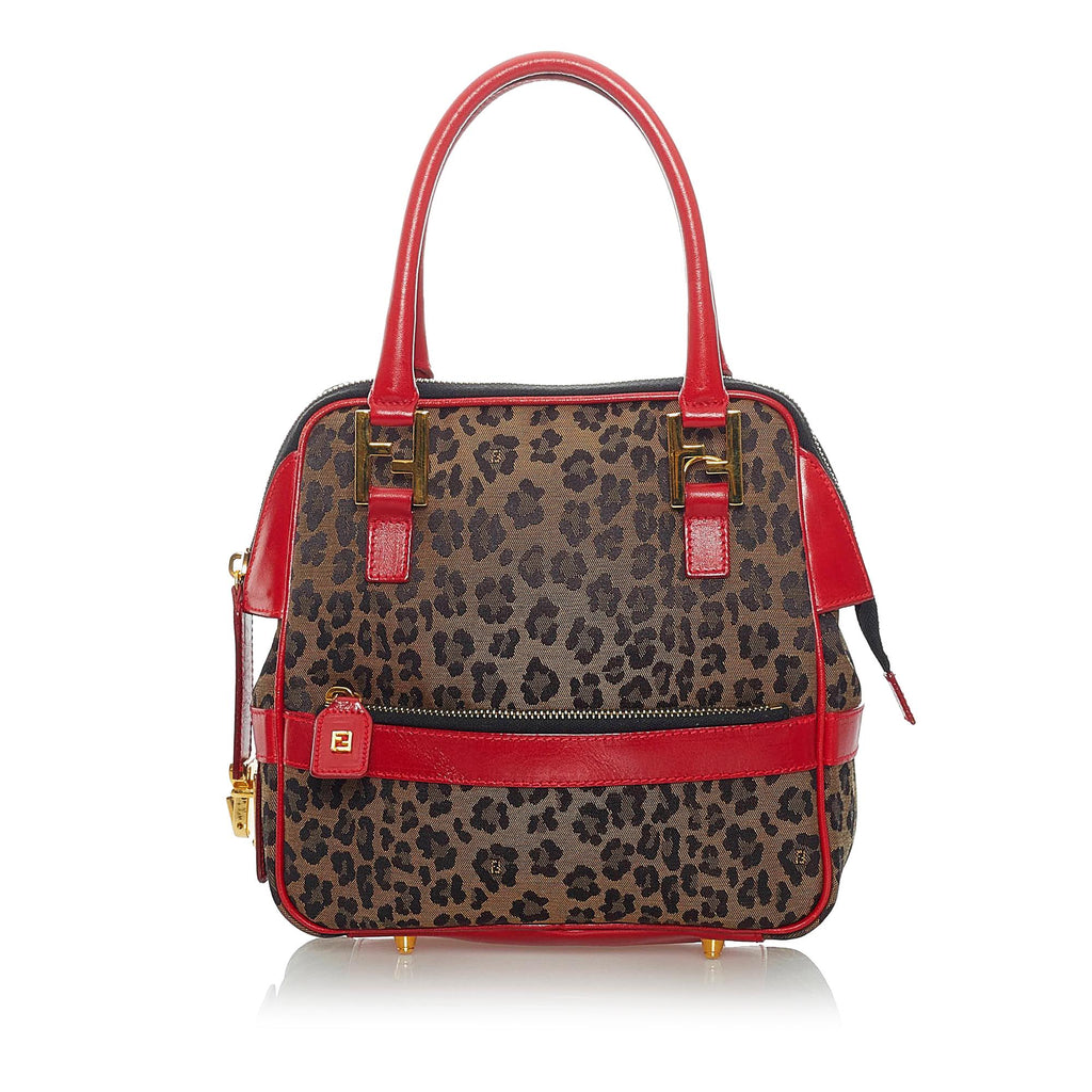 Fendi Leopard Print Nylon Satchel (SHG-37306)