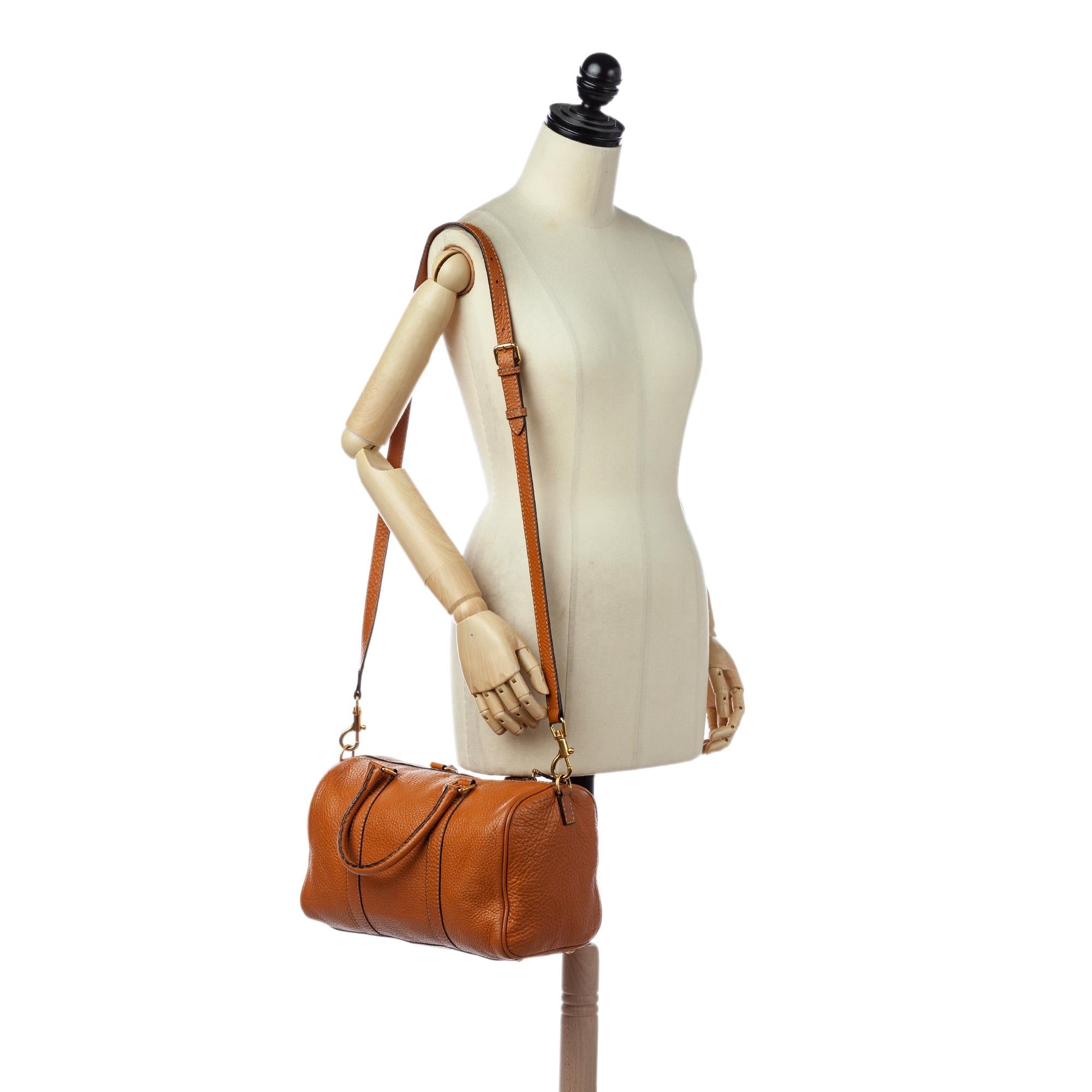 Fendi Linda Leather Boston Bag (SHG-26676)