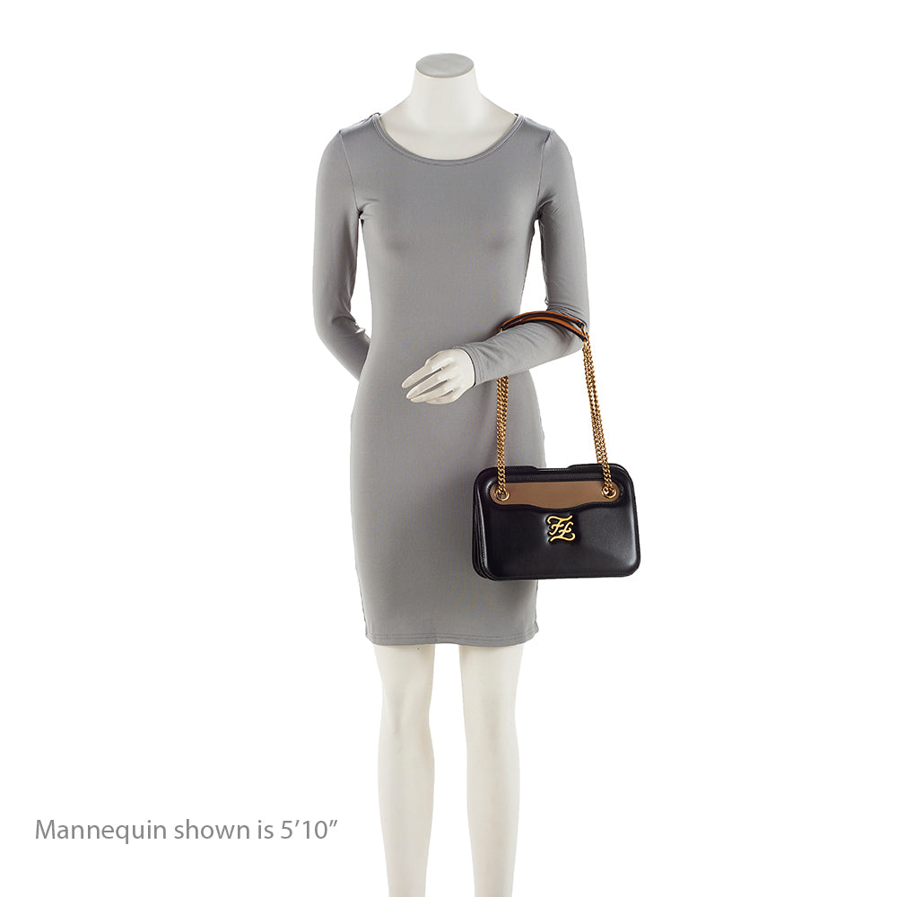 Fendi Vitello Glacier Leather Karligraphy Pocket Shoulder Bag (SHF-19815)