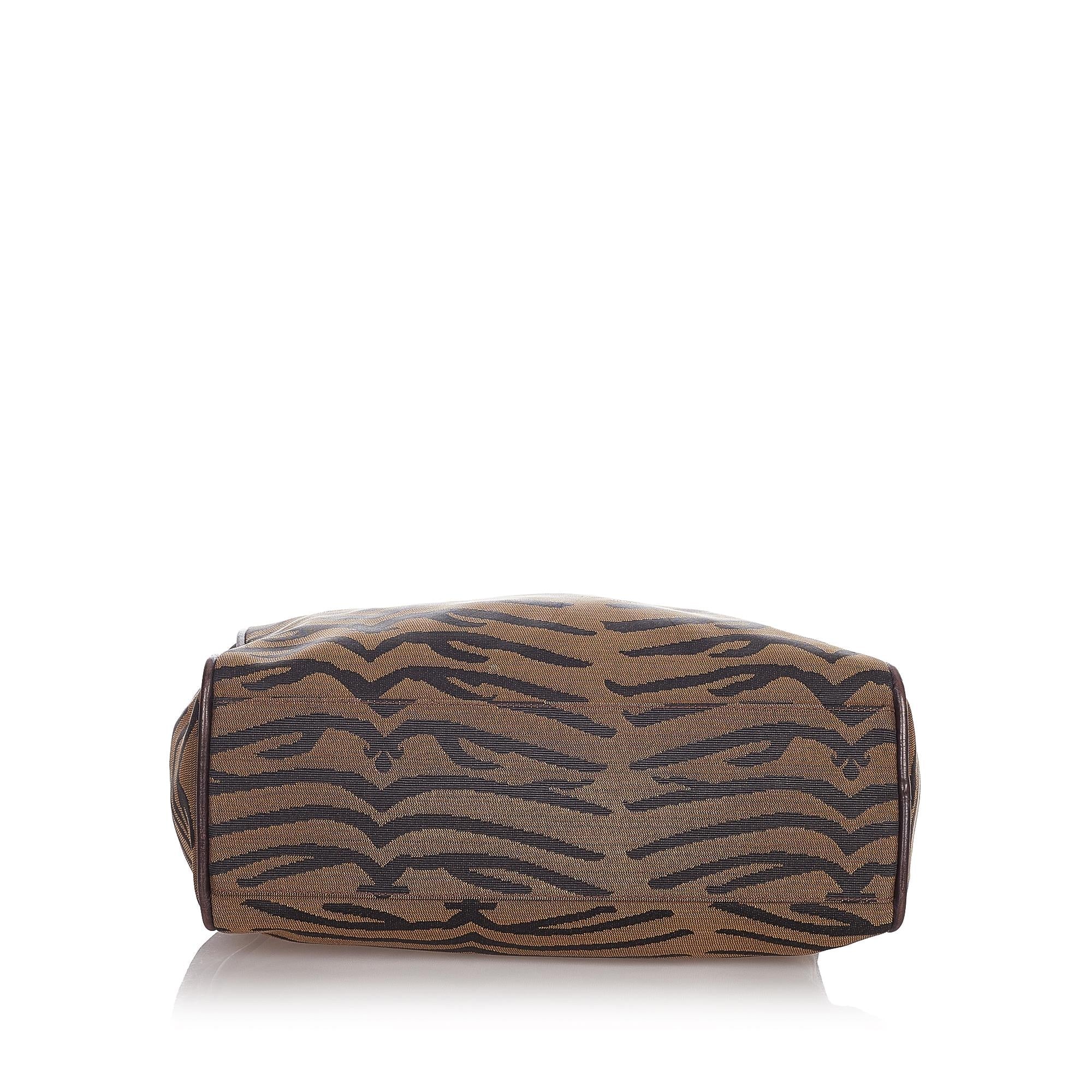 Fendi Zebra Print Canvas Handbag (SHG-23929)