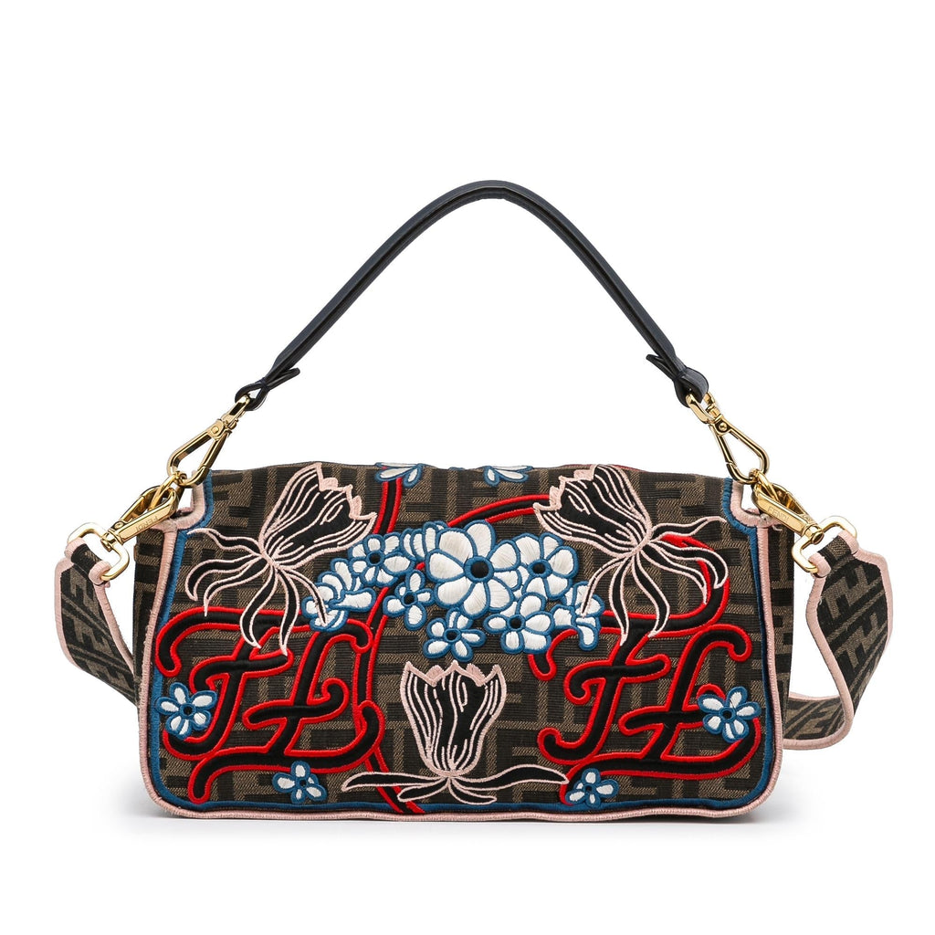 Fendi Zucca Embroidered Karligraphy Baguette (SHG-tbdDOJ)
