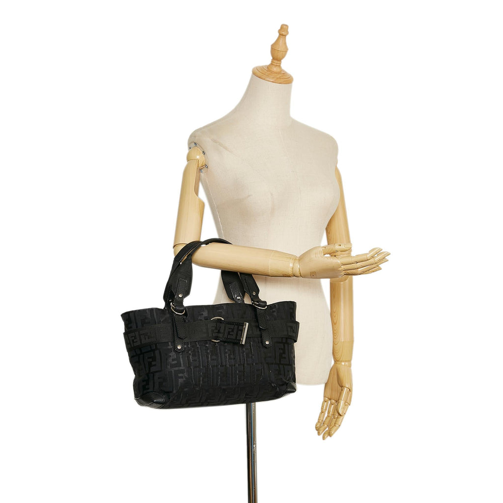 Fendi Zucca Nylon Zip Code Handbag (SHG-y6NeOn)