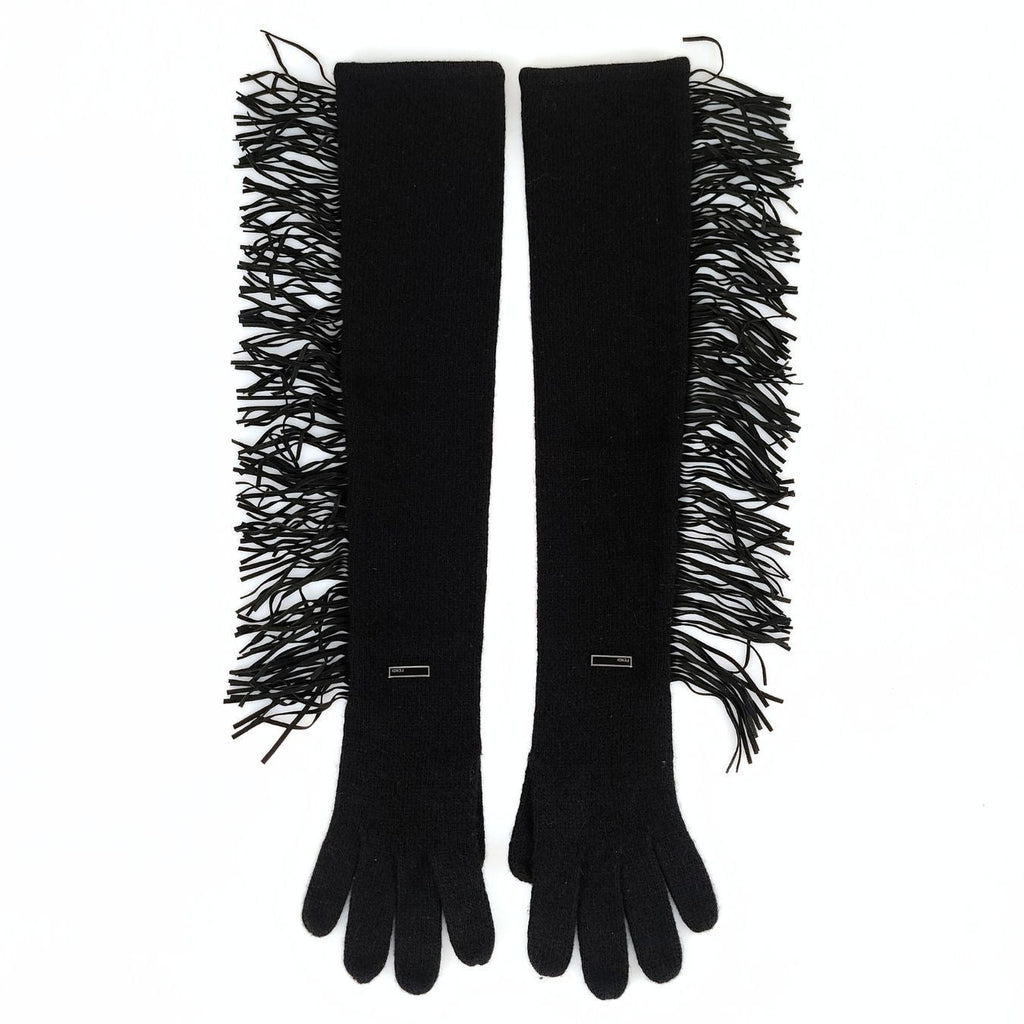 Fendi Fendi cashmere and leather long gloves - '10s