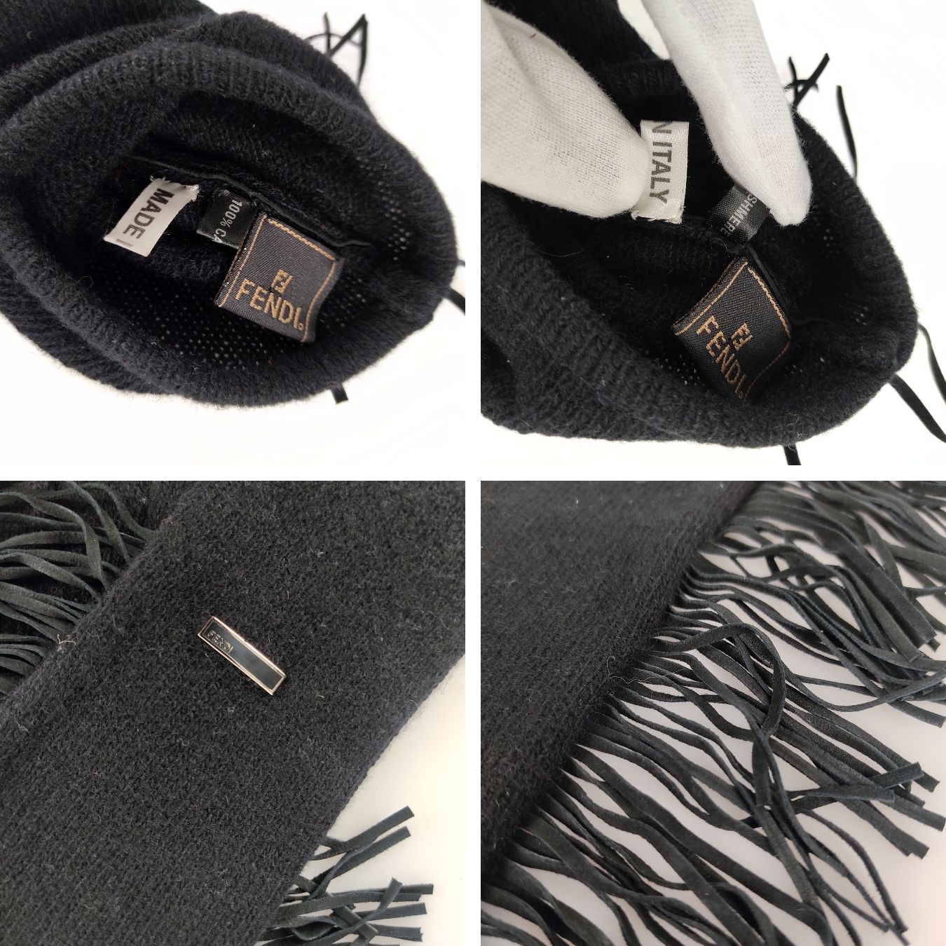 Fendi Fendi cashmere and leather long gloves - '10s