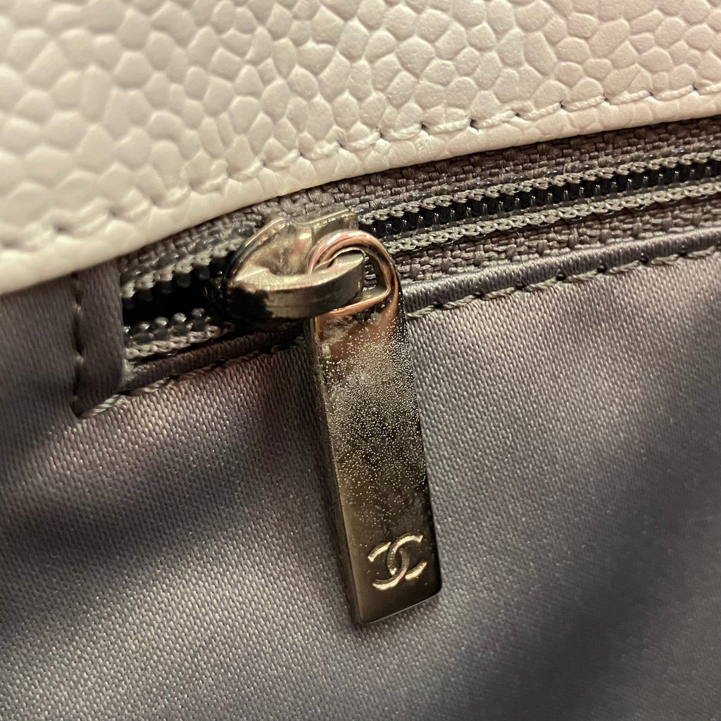 Chanel 2011 White Caviar Grand Shopping Tote GST Chain Handbag