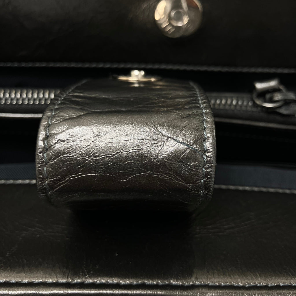 Chanel 2010-2011 Metallic Gray Calfskin Chain Me Tote Handbag