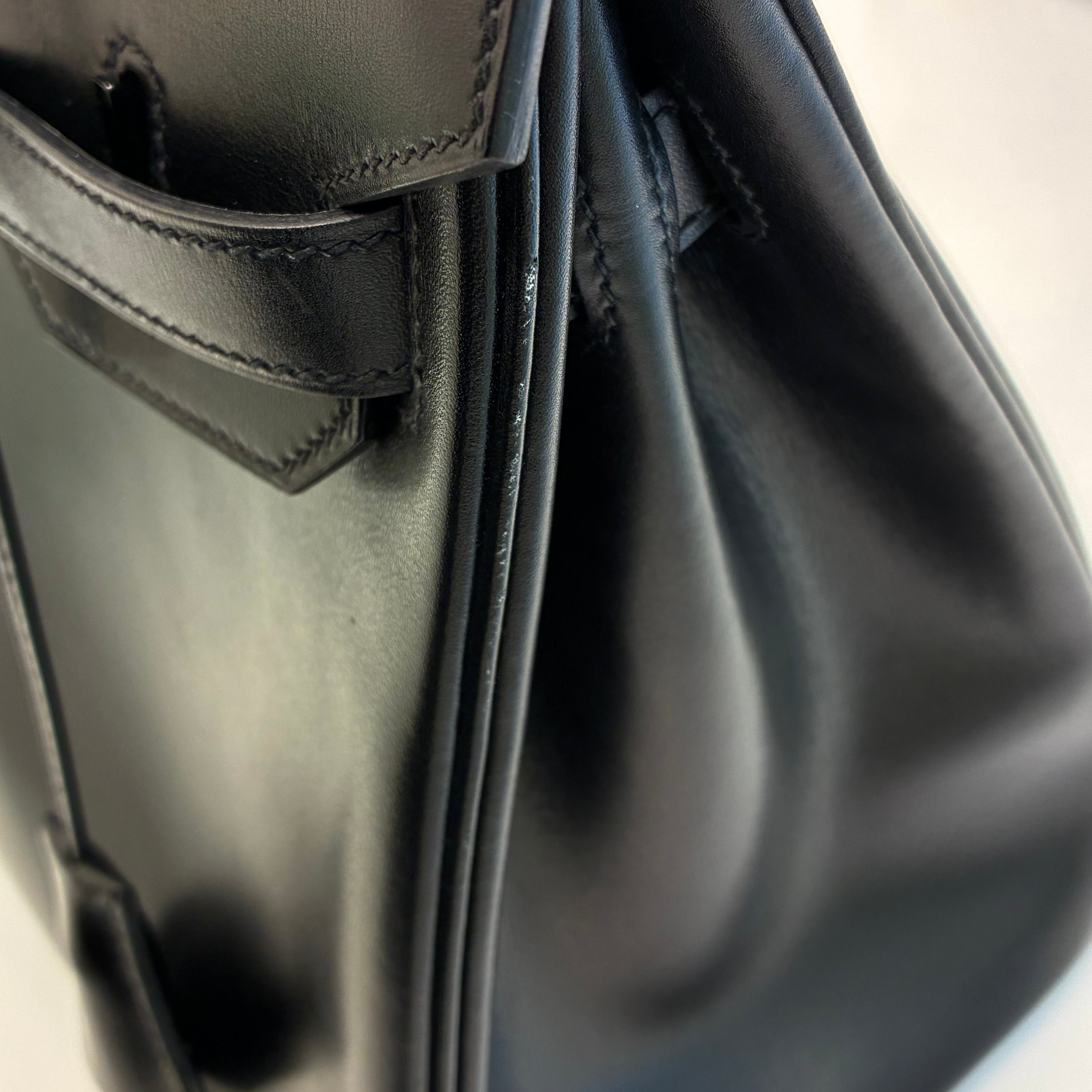 Hermes 2011 So-Black Box Calf Birkin 30 Handbag