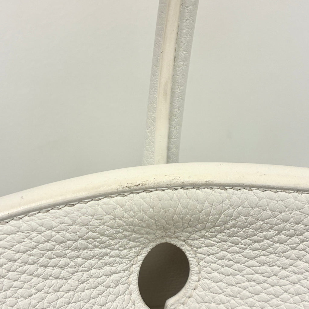 Hermes White Taurillon Clemence Birkin 30 Handbag