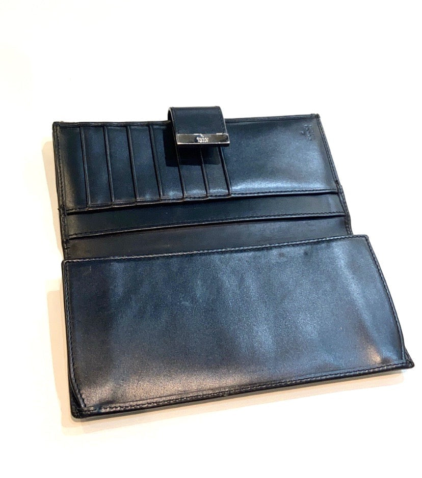GUCCI GG MONOGRAM CANVAS & LEATHER VINTAGE LONG WALLET
