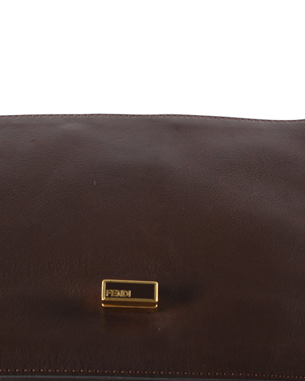 FENDI Brown Leather and Animal Print Pony Hair Crossbody Bag