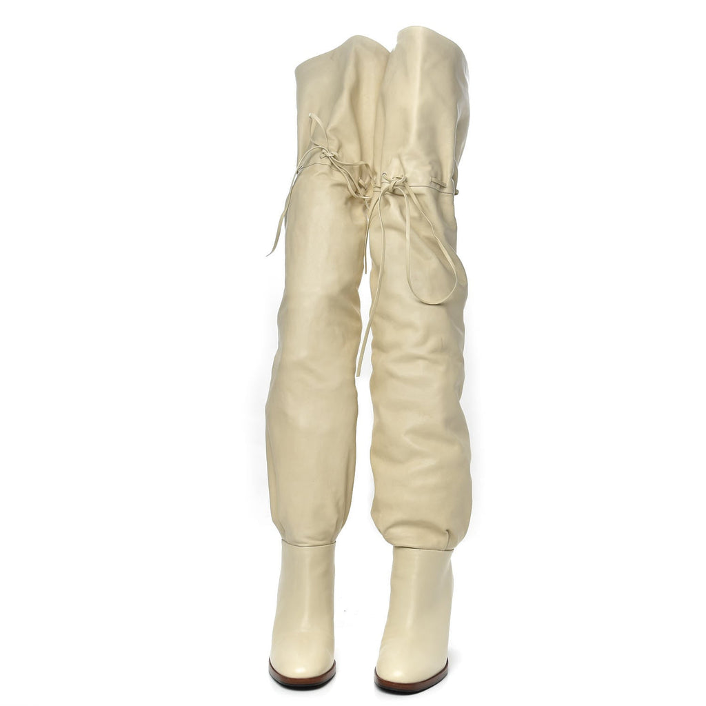 GUCCI DEAUVILLE CALFSKIN CINCHED OVER THE KNEE BOOTS