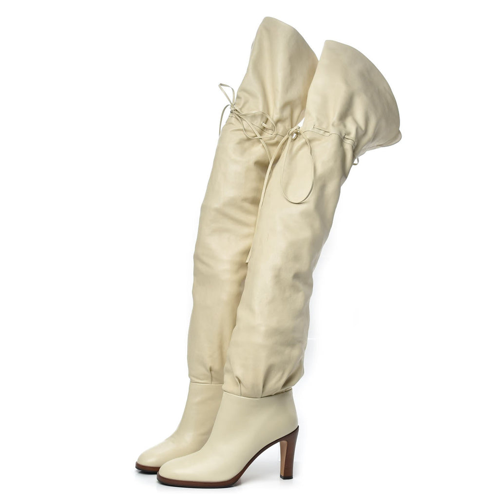 GUCCI DEAUVILLE CALFSKIN CINCHED OVER THE KNEE BOOTS