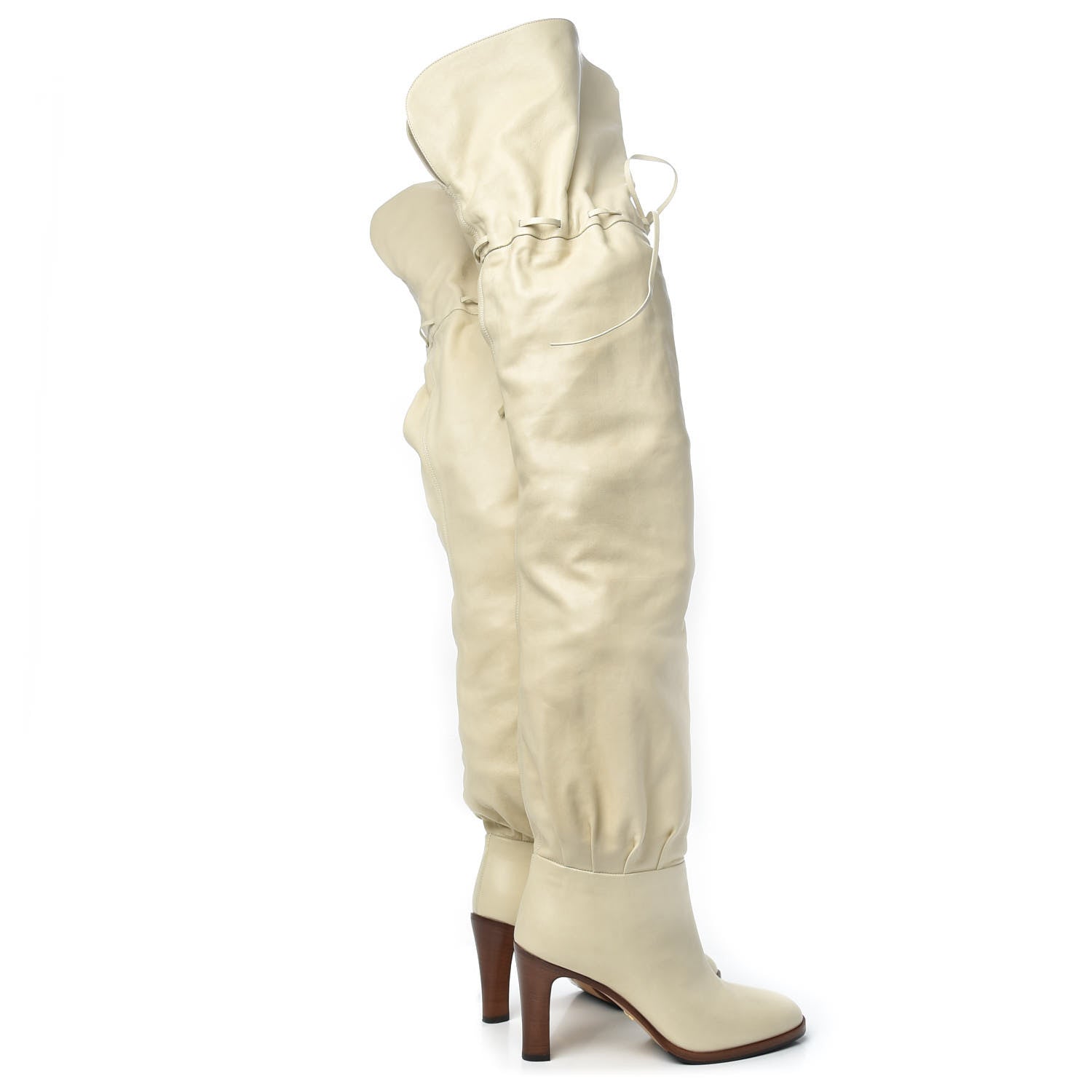 GUCCI DEAUVILLE CALFSKIN CINCHED OVER THE KNEE BOOTS