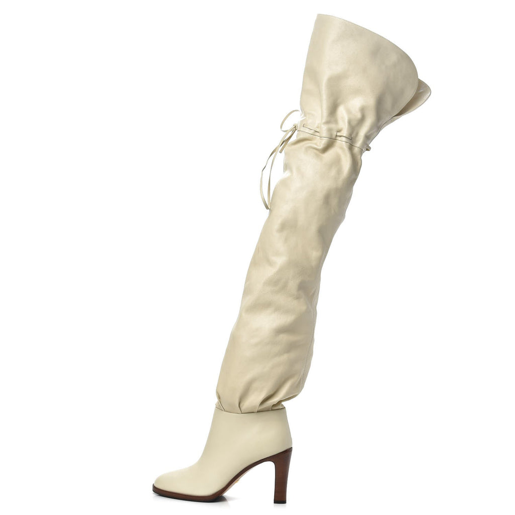 GUCCI DEAUVILLE CALFSKIN CINCHED OVER THE KNEE BOOTS