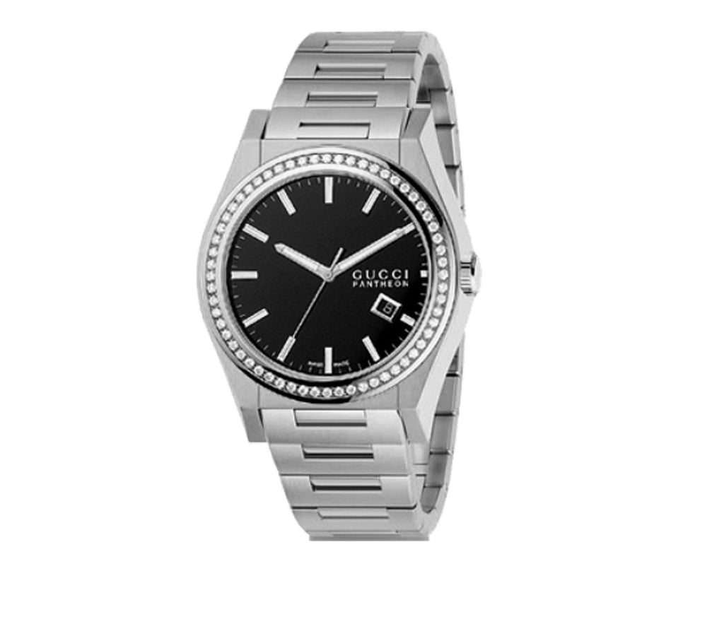GUCCI 115 PANTHEON STAINLESS STEEL DIAMONDS WATCH