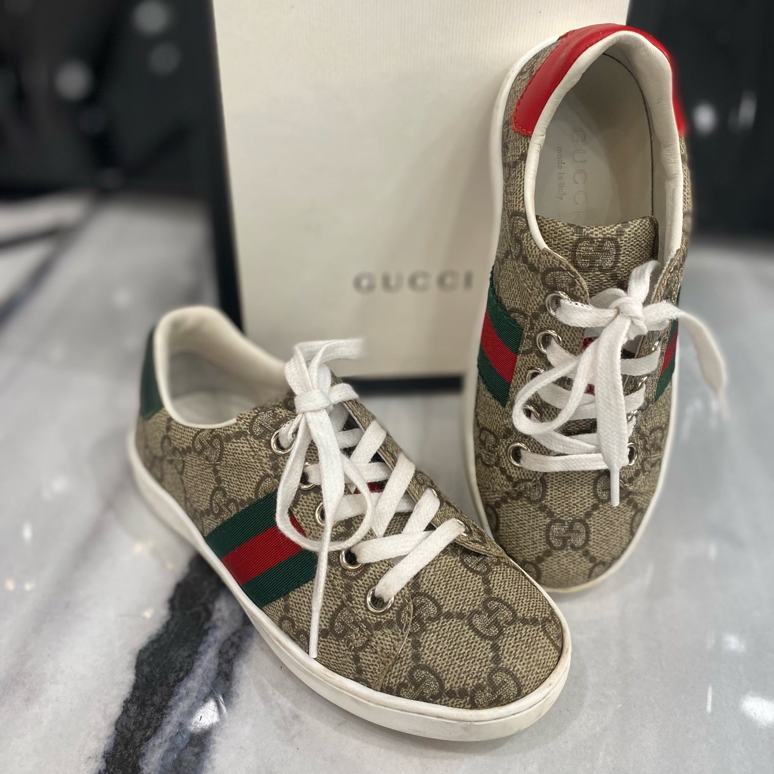 GUCCI GG SUPREME ACE KIDS SNEAKERS