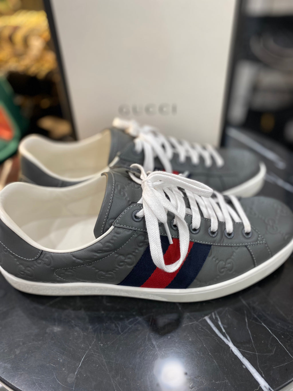 GUCCI GG SUPREME ACE WEB SNEAKERS
