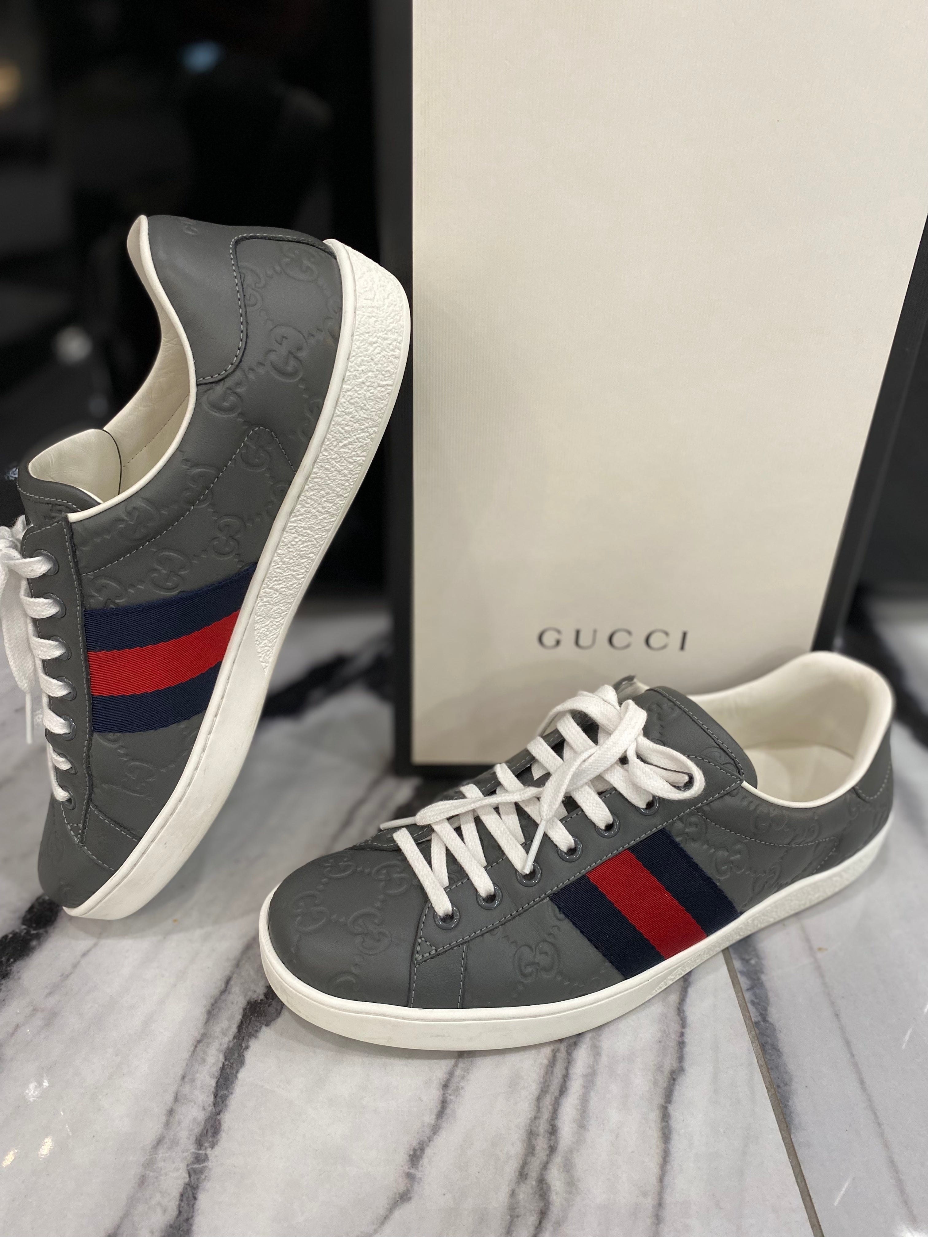 GUCCI GG SUPREME ACE WEB SNEAKERS