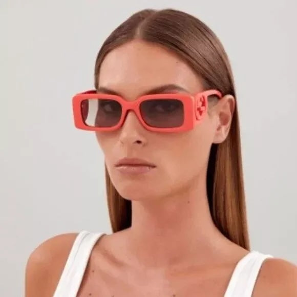 GUCCI GG ACETATE CHAISE RECTANGULAR FRAME SUNGLASSES