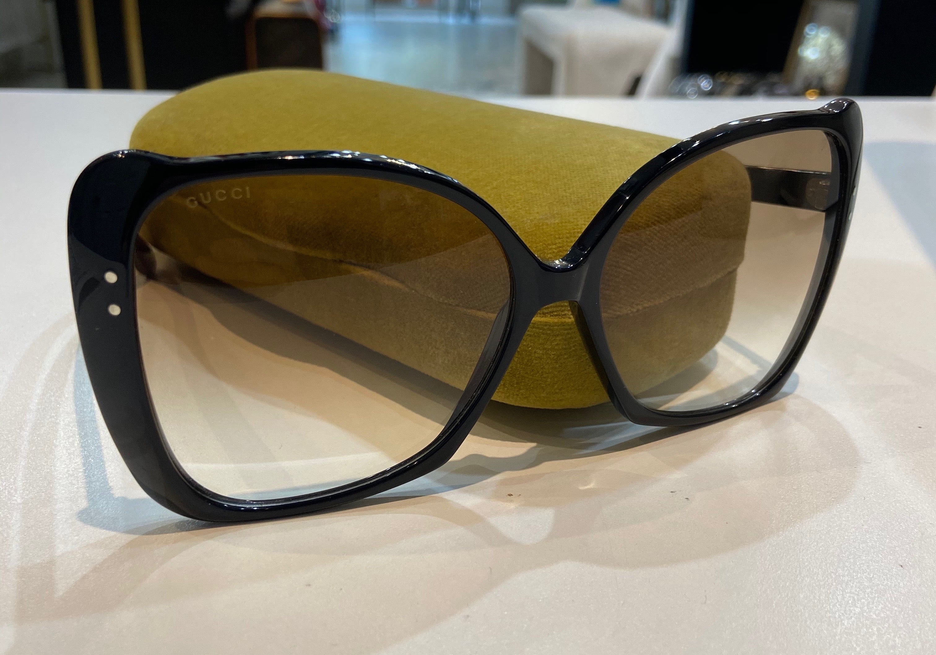 GUCCI ACETATE OVERSIZE SQUARE FRAME SUNGLASSES