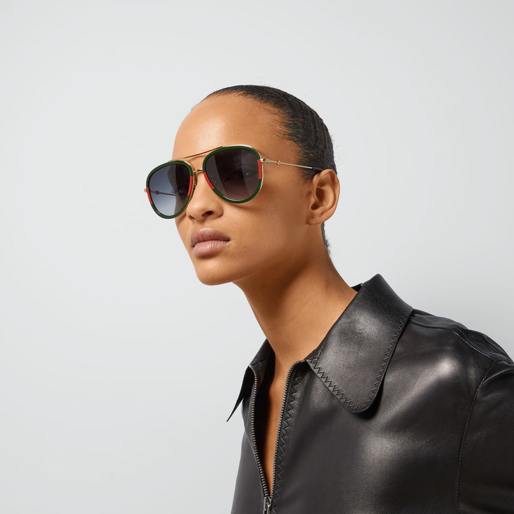 GUCCI ACETATE WEB AVIATOR SUNGLASSES