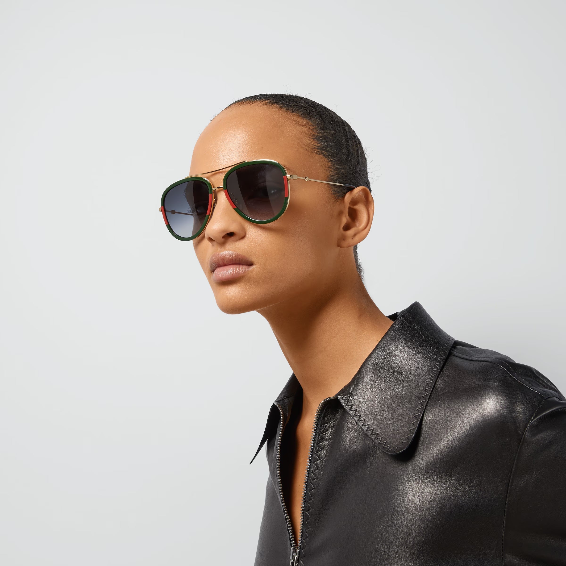 GUCCI ACETATE WEB AVIATOR SUNGLASSES